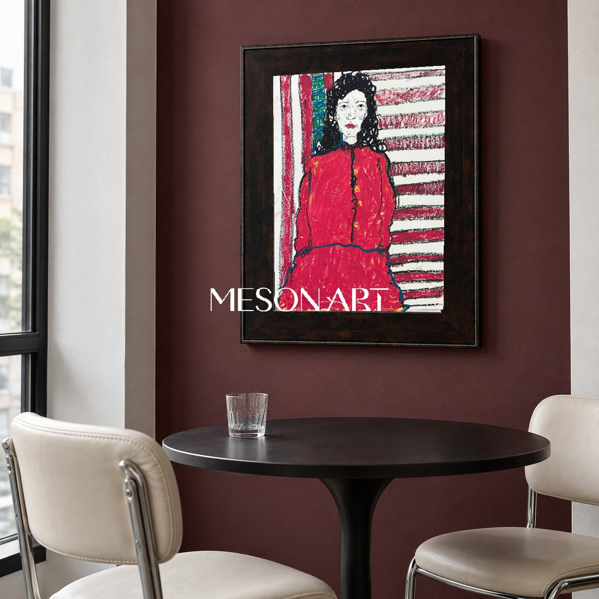 Red And Black Figurative Symbolic Portrait Rectangular Wall Art Original Contemporary Artwork By Mesonart