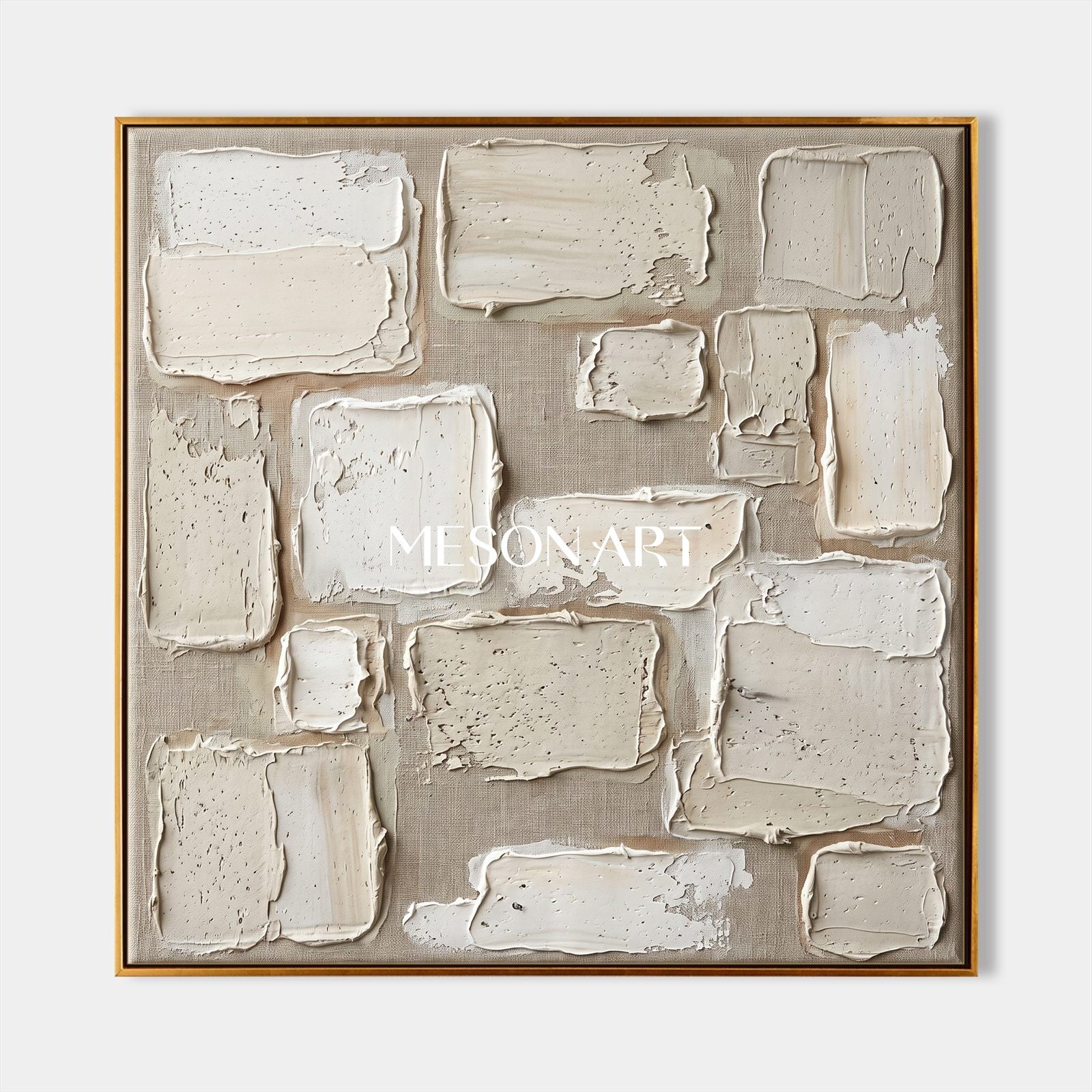 Minimalist Textured Wall Art In Beige And White For Modern Living Room Decor
