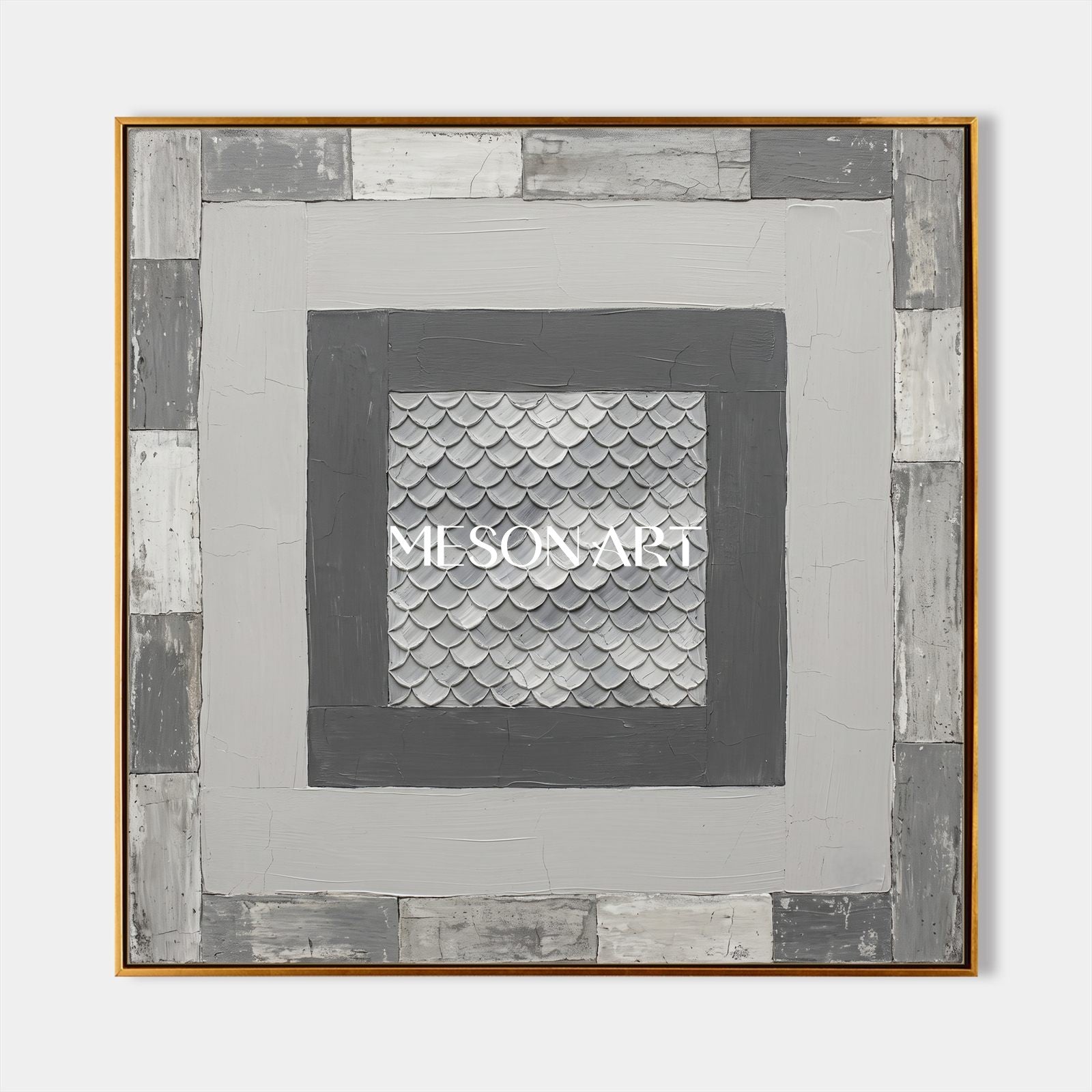 Gray Abstract Art Painting With Textured Relief For Art Deco Living Room Wall Decor