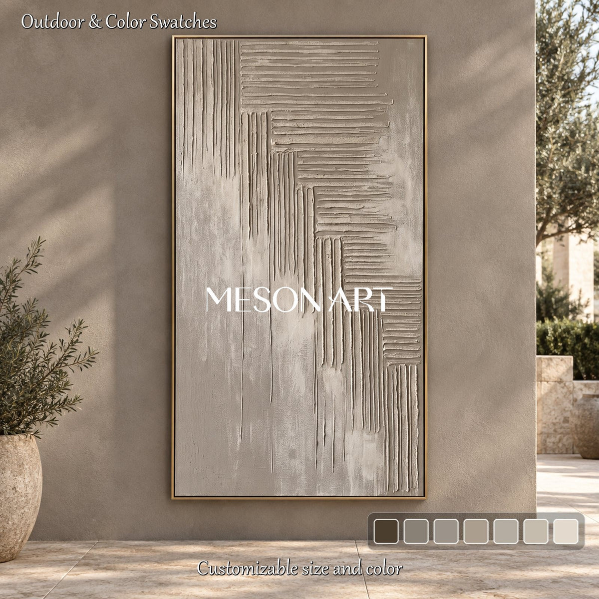 Gray Textured Wall Art Large Abstract Original Artist Hand Painted Panoramic By Mesonart