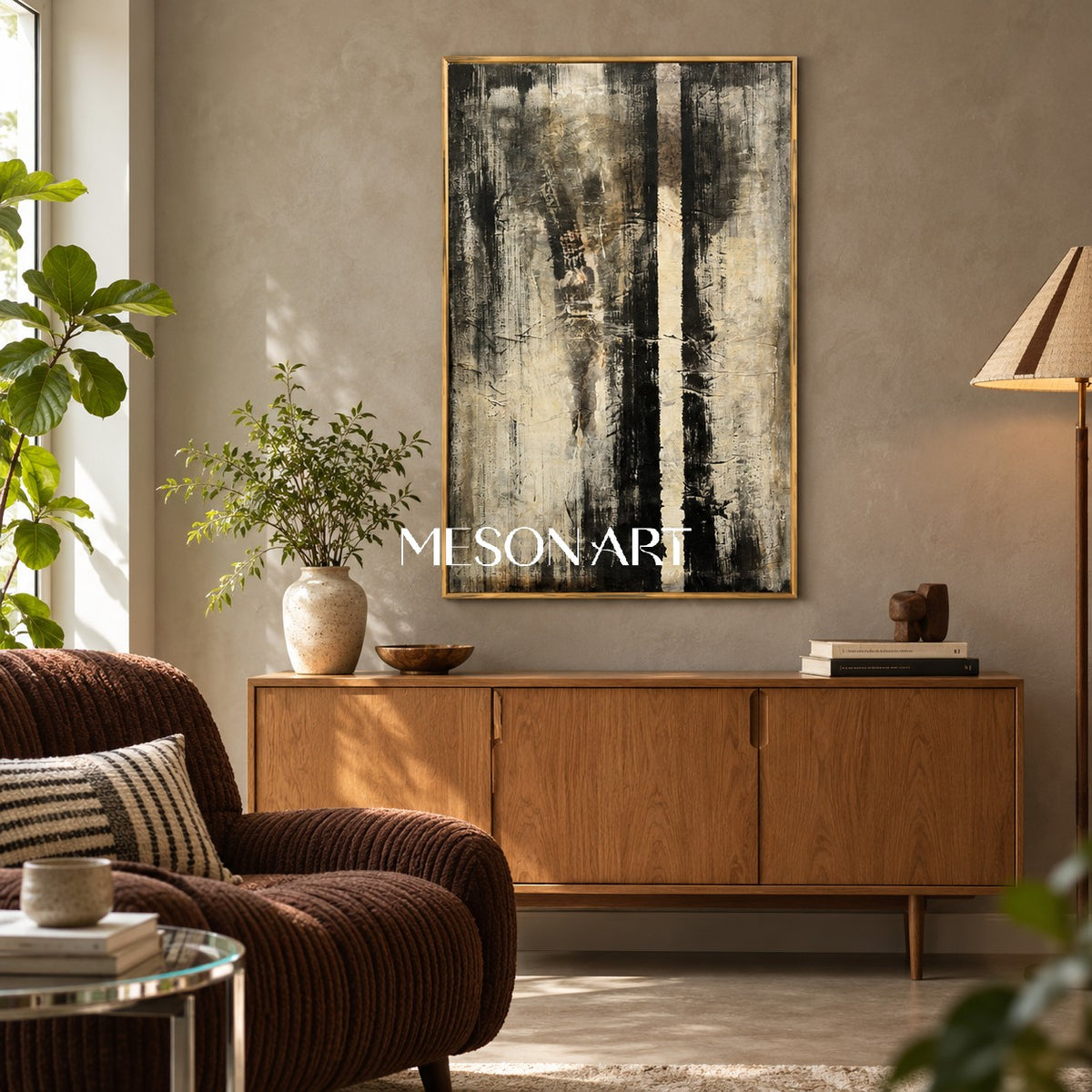 Black And White Abstract Painting Original Artist Hand Painted Mixed Media Textured Canvas Wall Art For Living Room By Mesonart