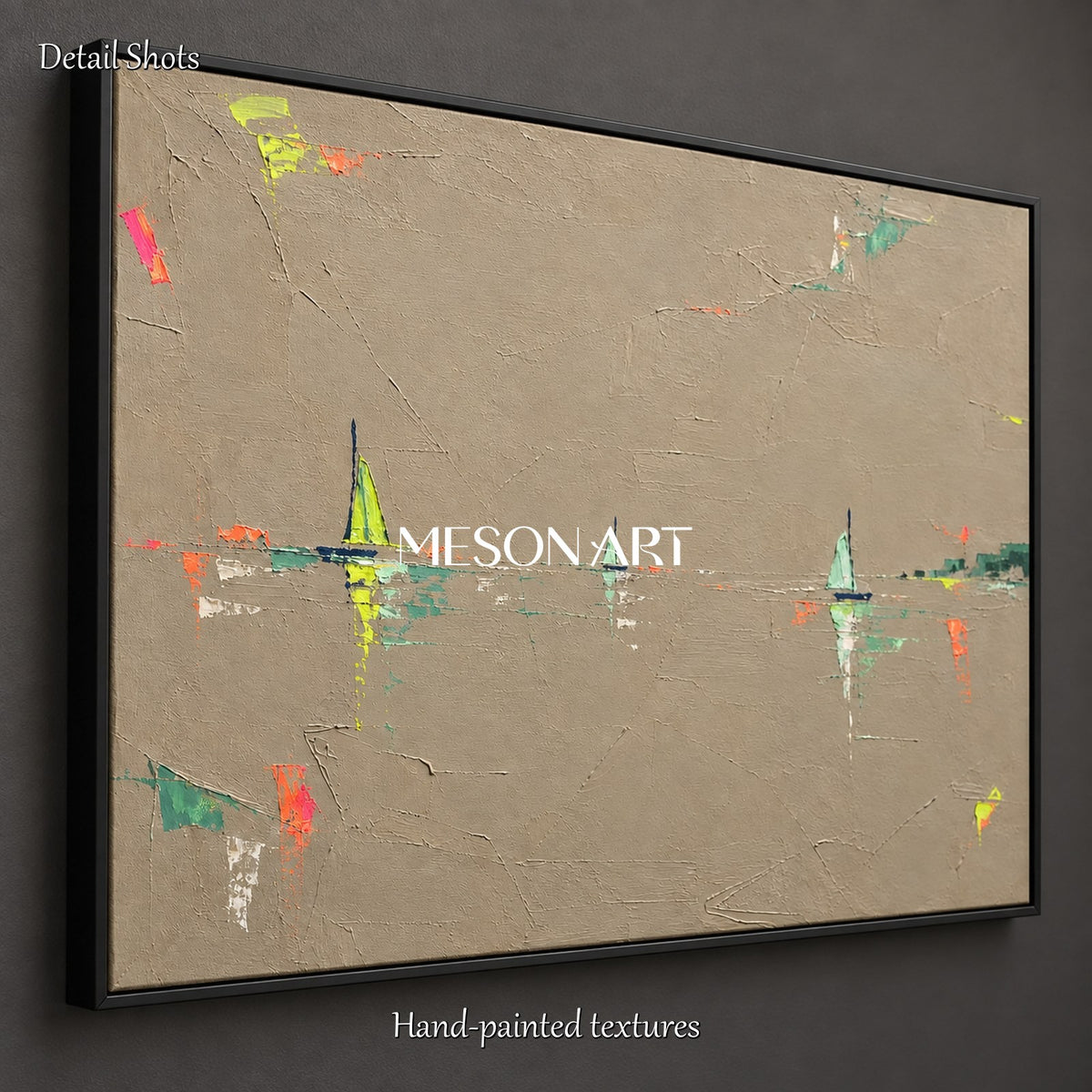 Brown And Green Abstract Landscape Painting Rectangular Palette Knife Art By Mesonart