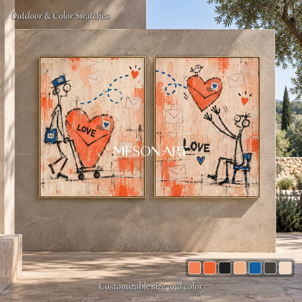 Orange And Beige Abstract Graffiti Painting Original Artist Hand Painted Contemporary Wall Art For Living Room By Mesonart