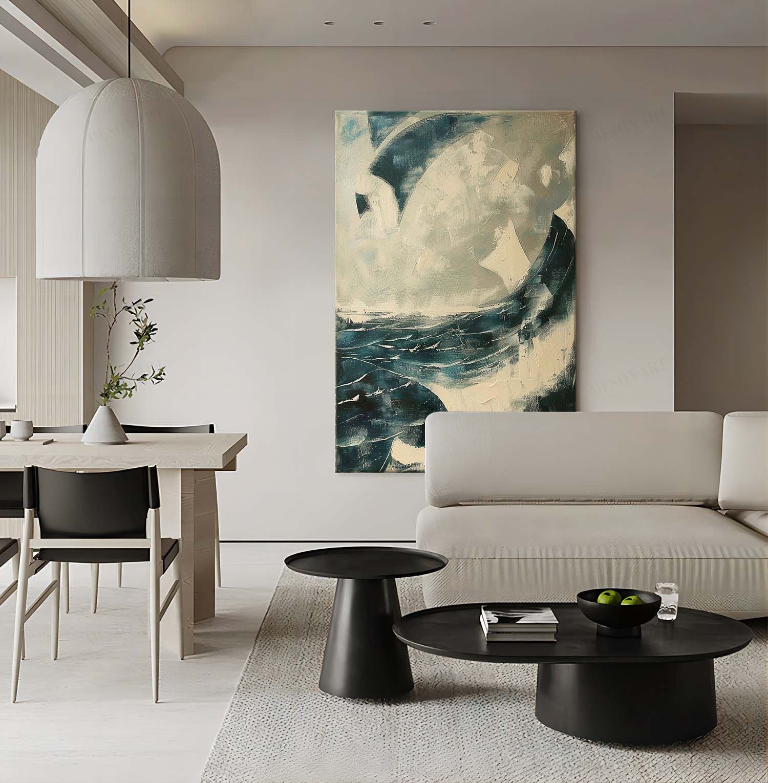 Large Blue Abstract Sea Texture Painting Blue Abstract Sea Abstract Canvas Art Blue Abstract Sea Wall Art