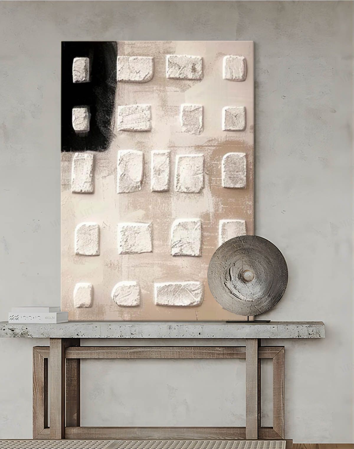 Large 3D Grey and Black Abstract Art for Sale Grey and Black Texture Painting Grey and Brown Abstract Canvas Wall Art Wabi Sabi Art