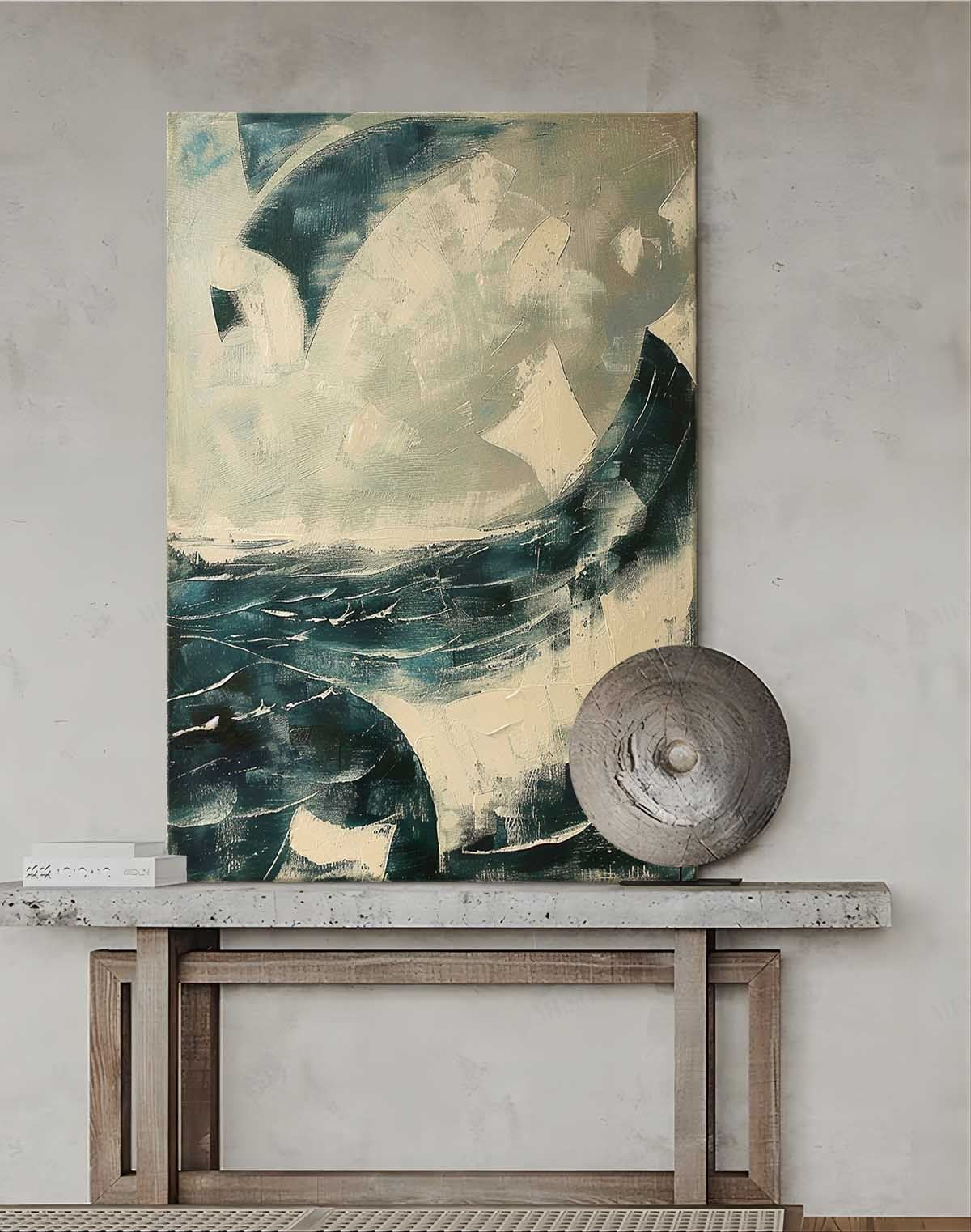 Large Blue Abstract Sea Texture Painting Blue Abstract Sea Abstract Canvas Art Blue Abstract Sea Wall Art