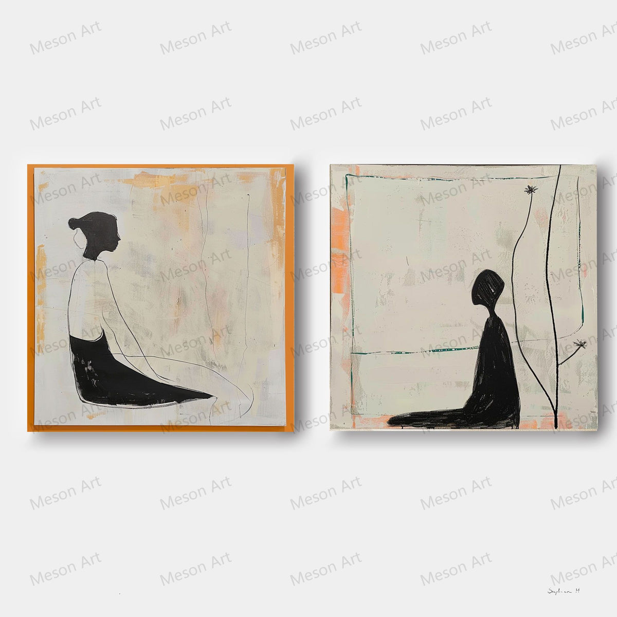Modern Minimalist Art Set Of 2, Minimalist Abstract Art For Couples, 2 ...
