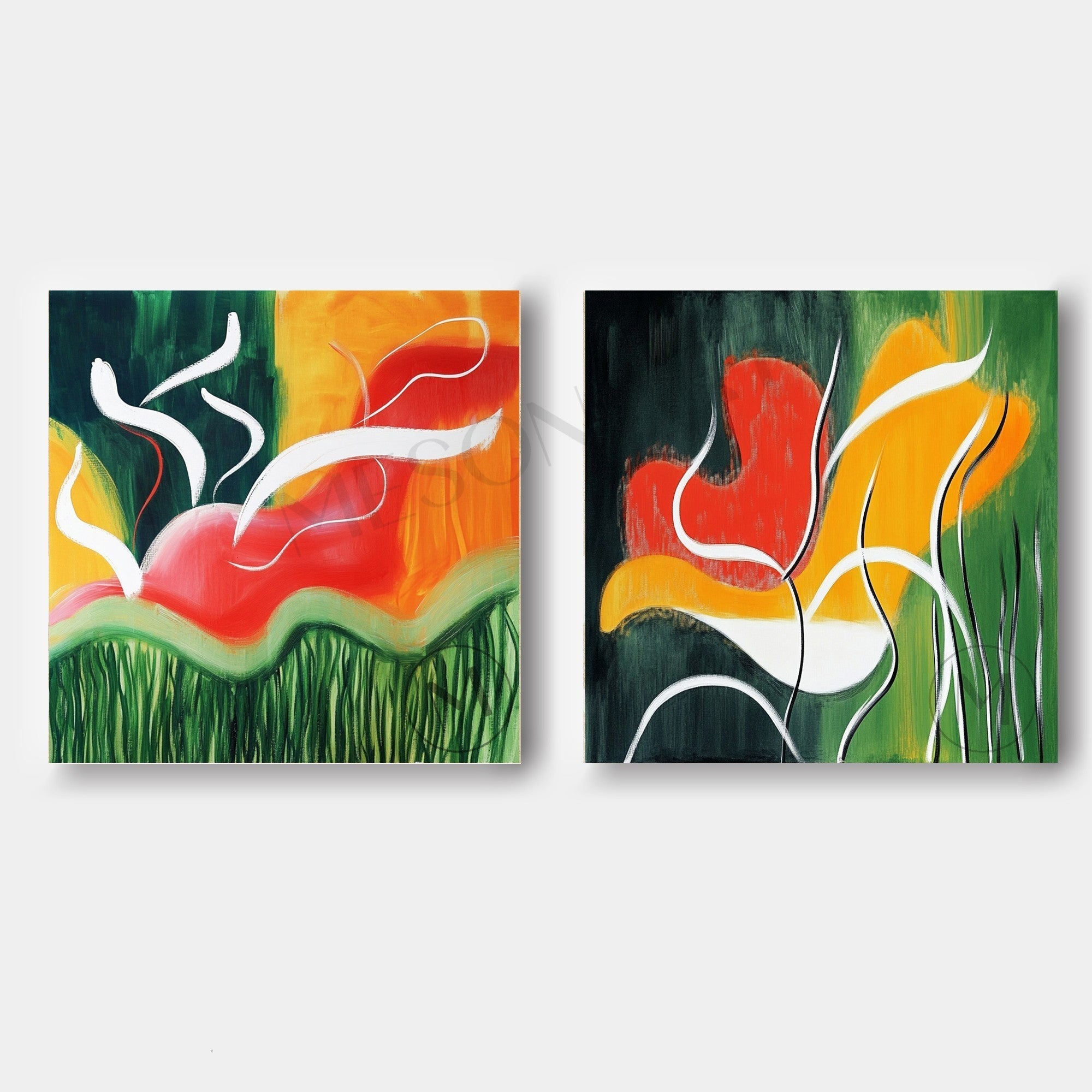 Large Modern Colorful Abstract Line Canvas Painting Abstract Minimalist Line Wall Art