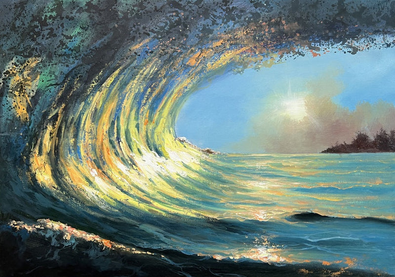 Realistic Sea Oil Painting Realism Art for Sale Blue Waves Realistic Wall Art Decor Sea Canvas Art