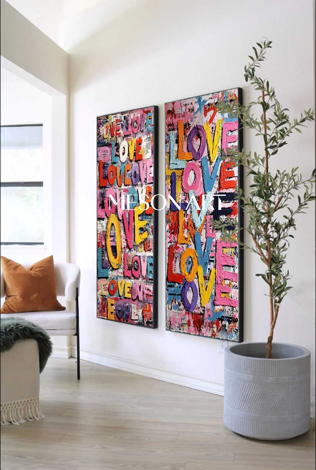 Large 2-piece LOVE wall art decoration New house decoration ideas Valentine's Day LOVE art gift