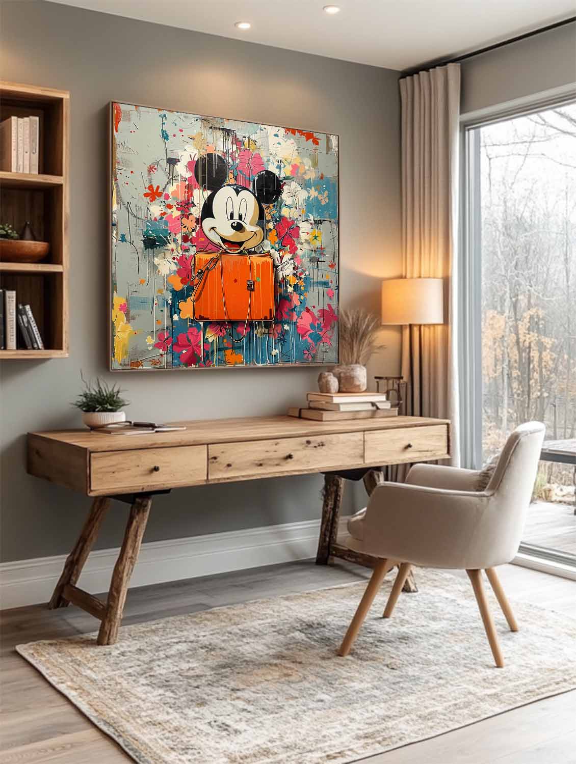 Smiley Mickey Mouse and Hermes Orange Bag Art for Sale Hermes Orange Bag Wall Art Decoration
