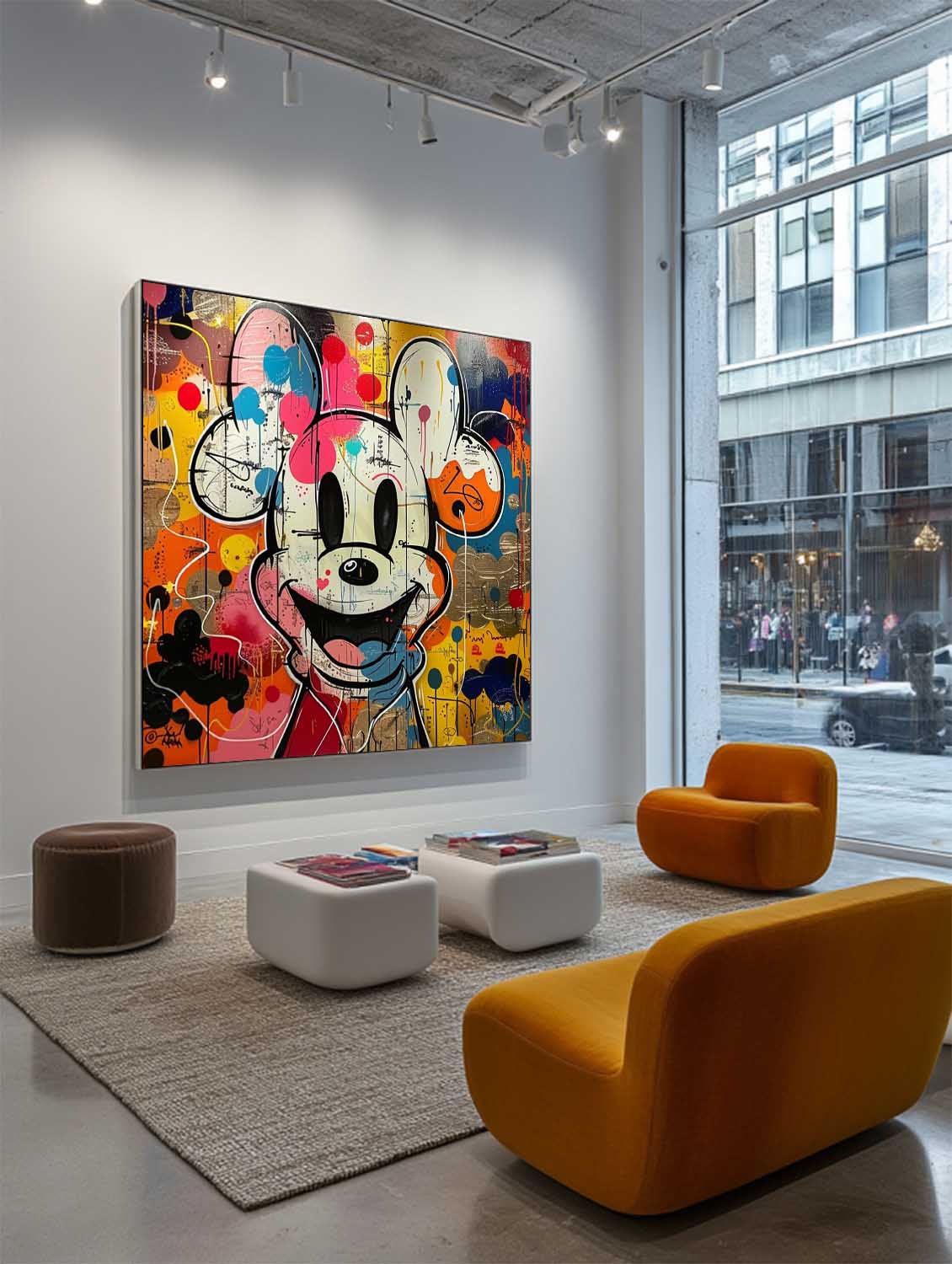 Vibrant Disney Mickey Mouse Pop Art Canvas with Colorful Ballons Graffiti Wall Canvas Party Decor for Kids Room