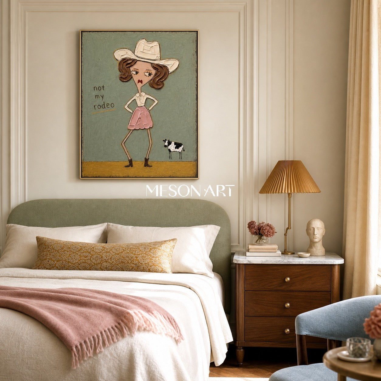 Whimsical Cowgirl Painting With Textured Acrylics For Eclectic Decor
