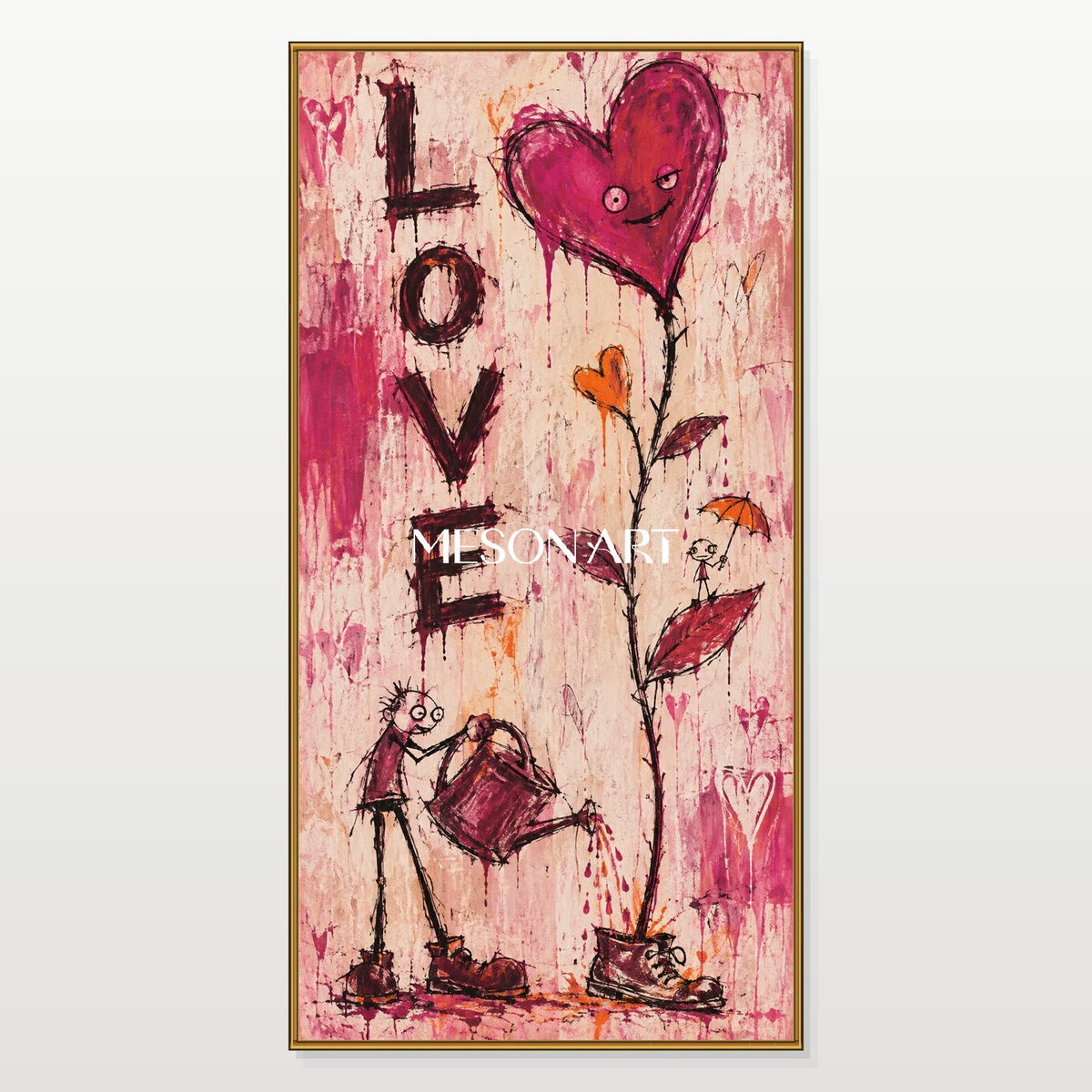 Pink And Red Abstract Street Art Painting Panoramic Wall Decor Original Artist Contemporary Urban By Mesonart