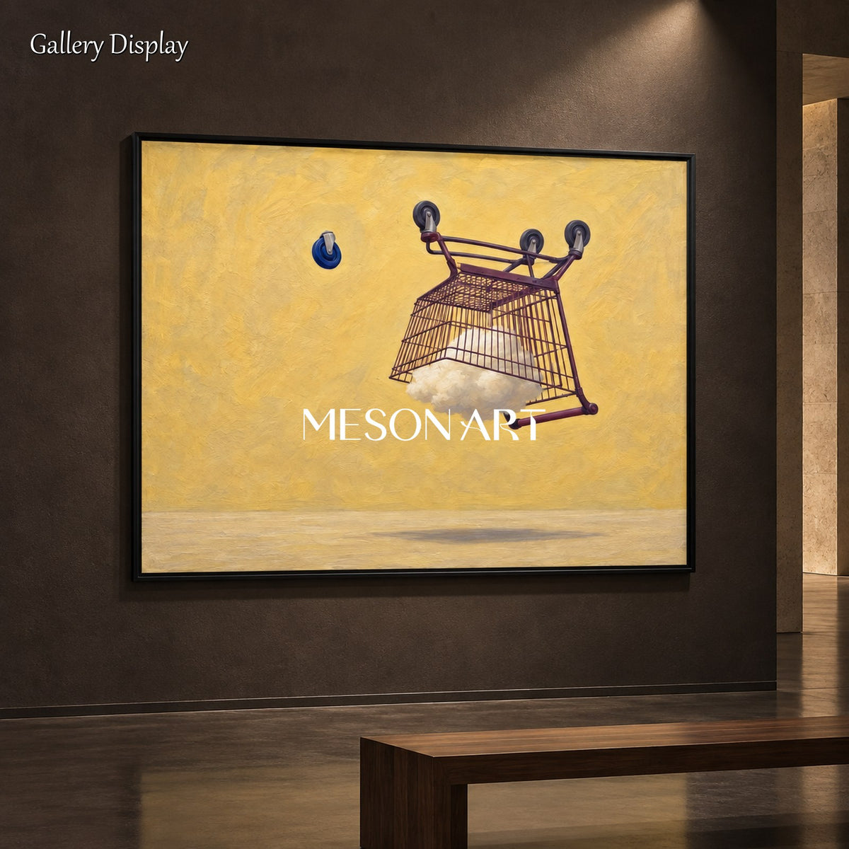 黄色と青のシュルレアリスム絵画 長方形のウォールアート Mesonartによるオリジナル作品