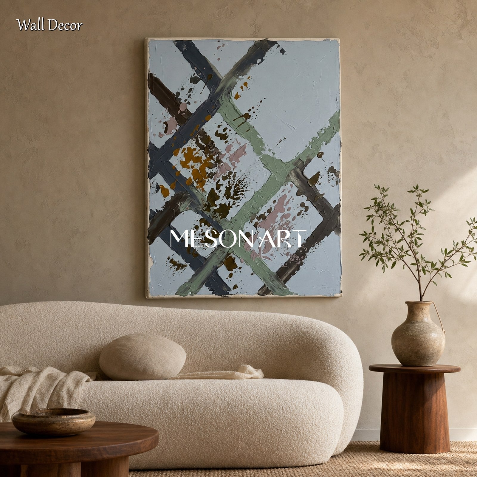 Minimalist Abstract Art With Soft Brushwork For Modern Living Room Decor