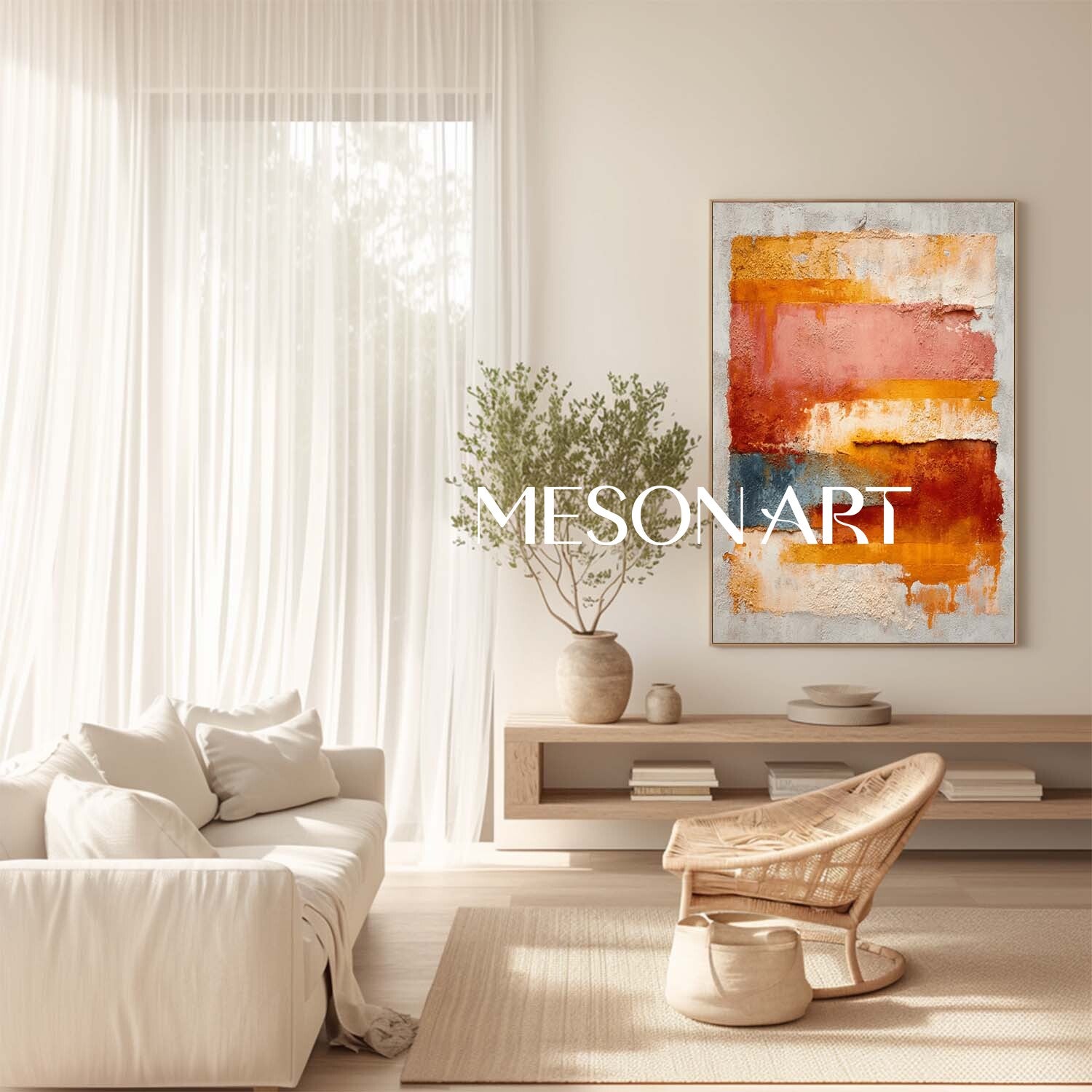 Fall Home Decor Wall Art Oversized Autumn Colors Abstract Painting