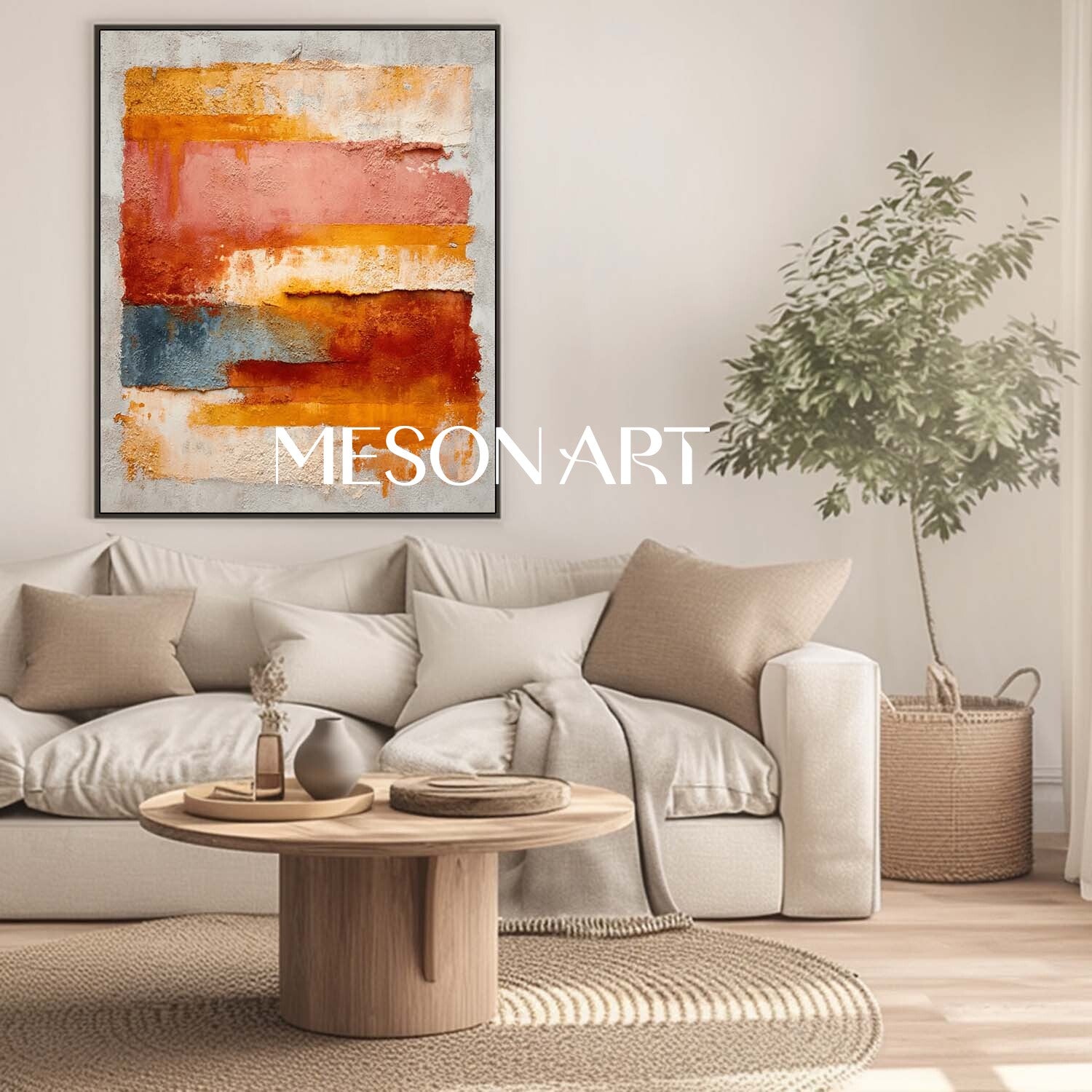 Fall Home Decor Wall Art Oversized Autumn Colors Abstract Painting