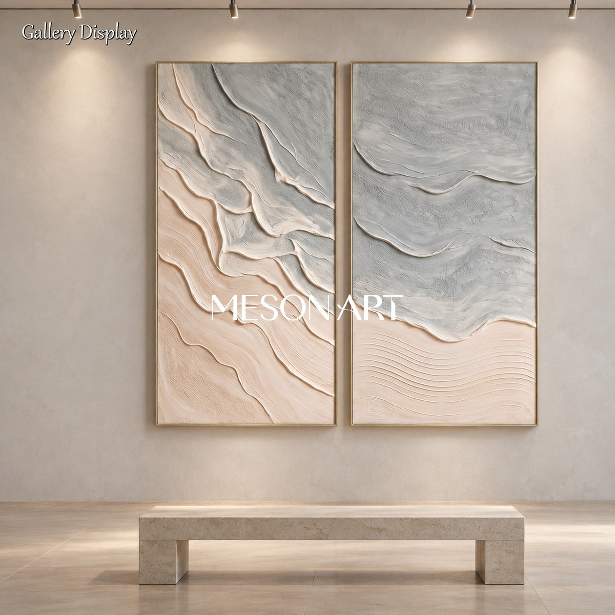 Blue And Beige Beach Ocean Art Rectangular Wall Decor Original Artist By Mesonart
