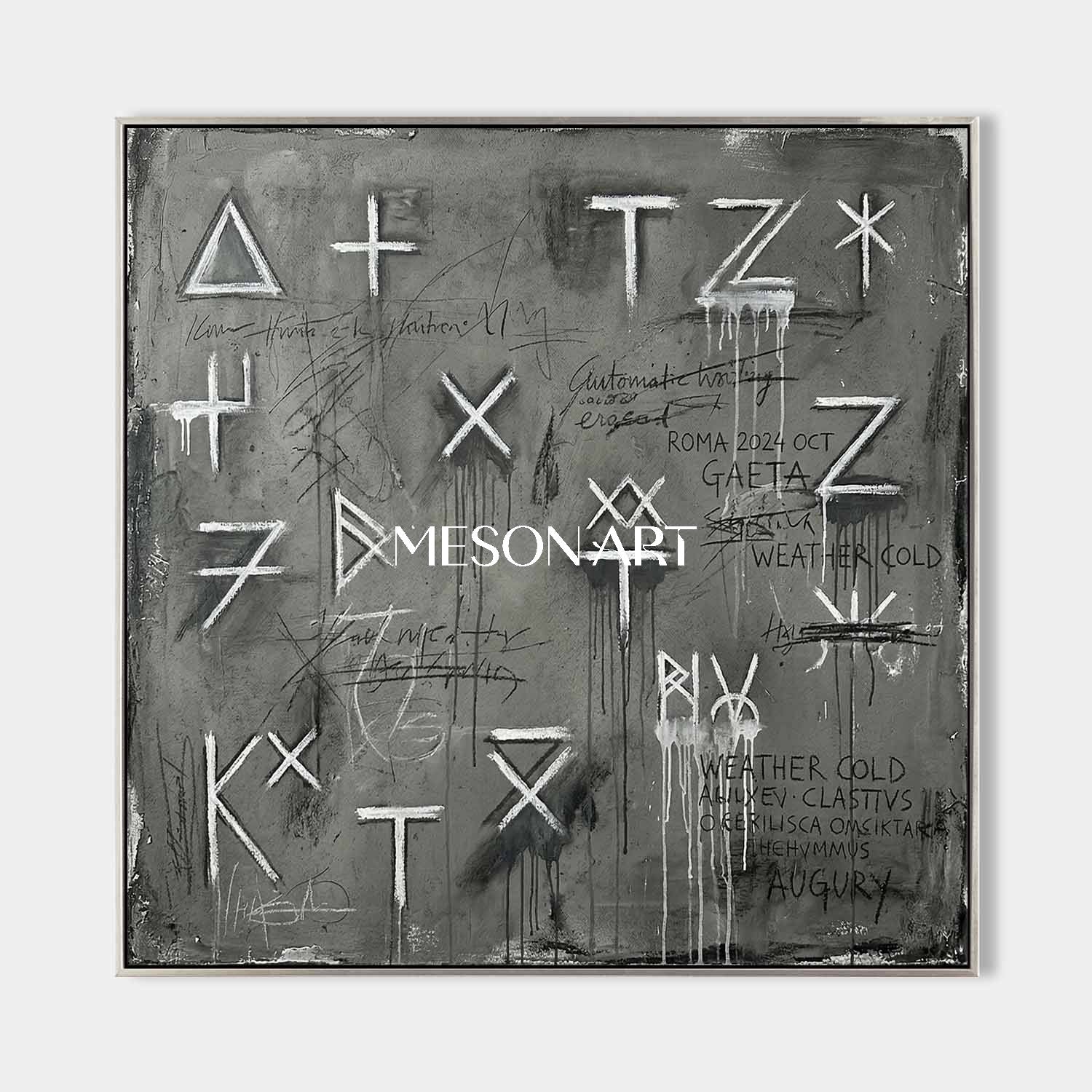 Black Modern Industrial Style Graffiti Painting Office Large Wall Art