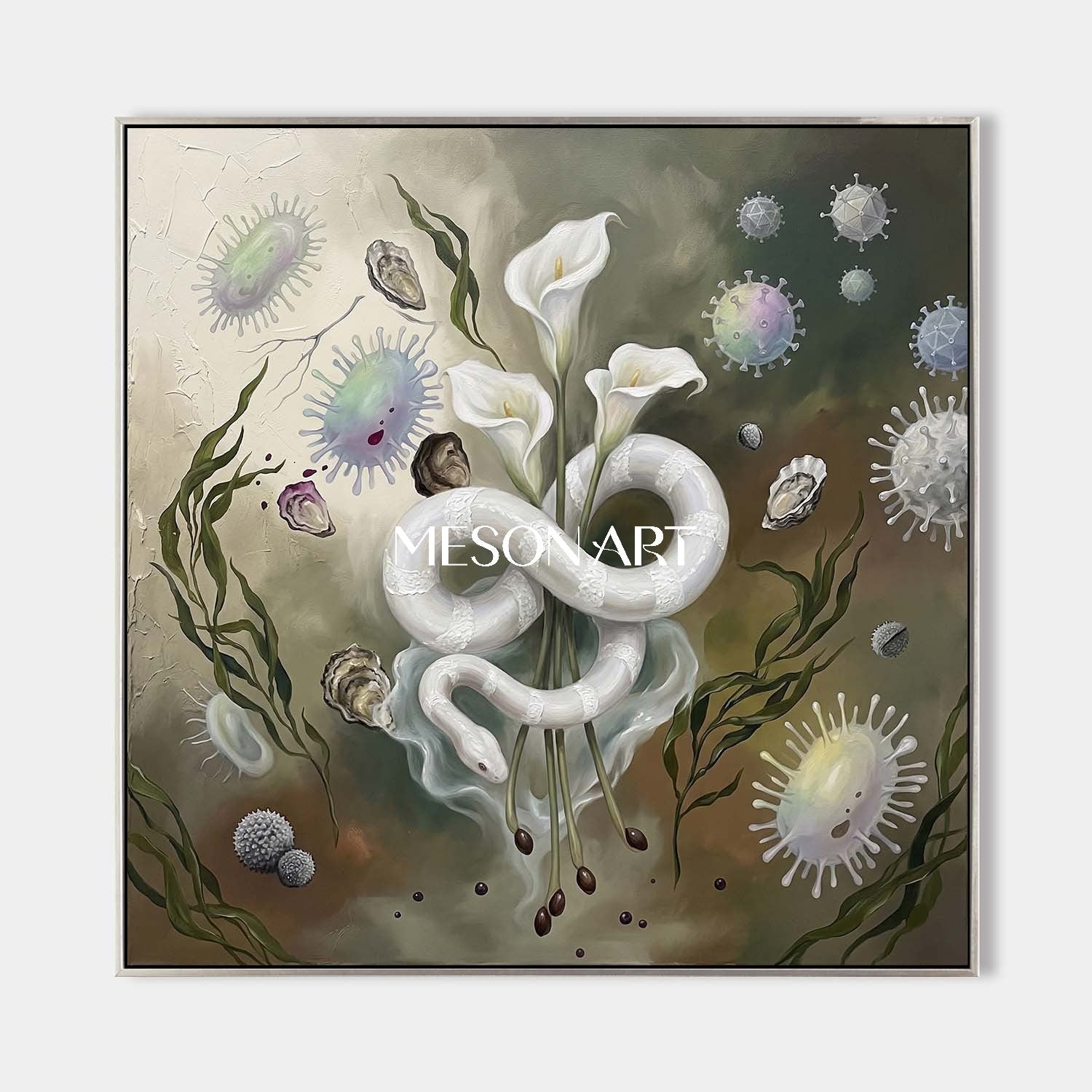 Large Hand Painted Spa Surrealism Wall Art Symbolist Calla Lily Canvas