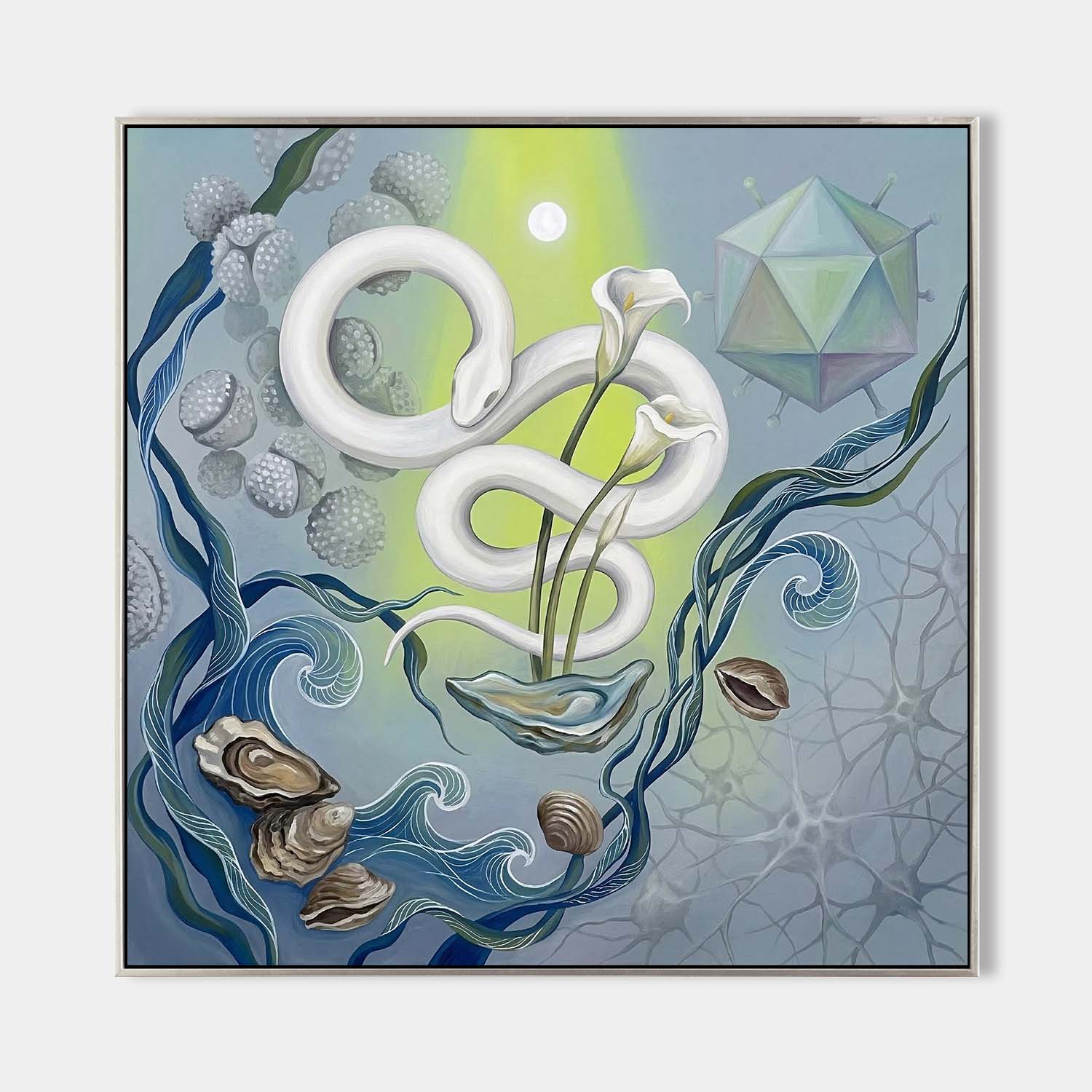 Hand Painted Serene Ocean Wave Canvas Art Wellness Spa Decor Hallway