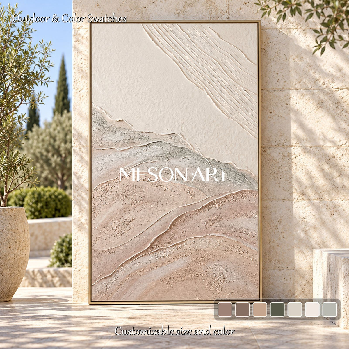Beige And White Abstract Beach Texture Art Rectangular Wall Decor Original Artist By Mesonart