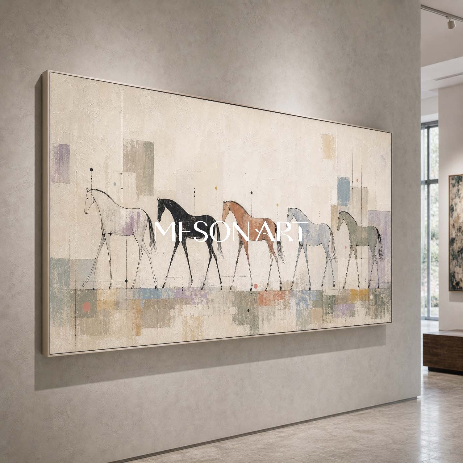 Abstract Horse Painting Minimalist Animal Art For Modern Living Room Decor