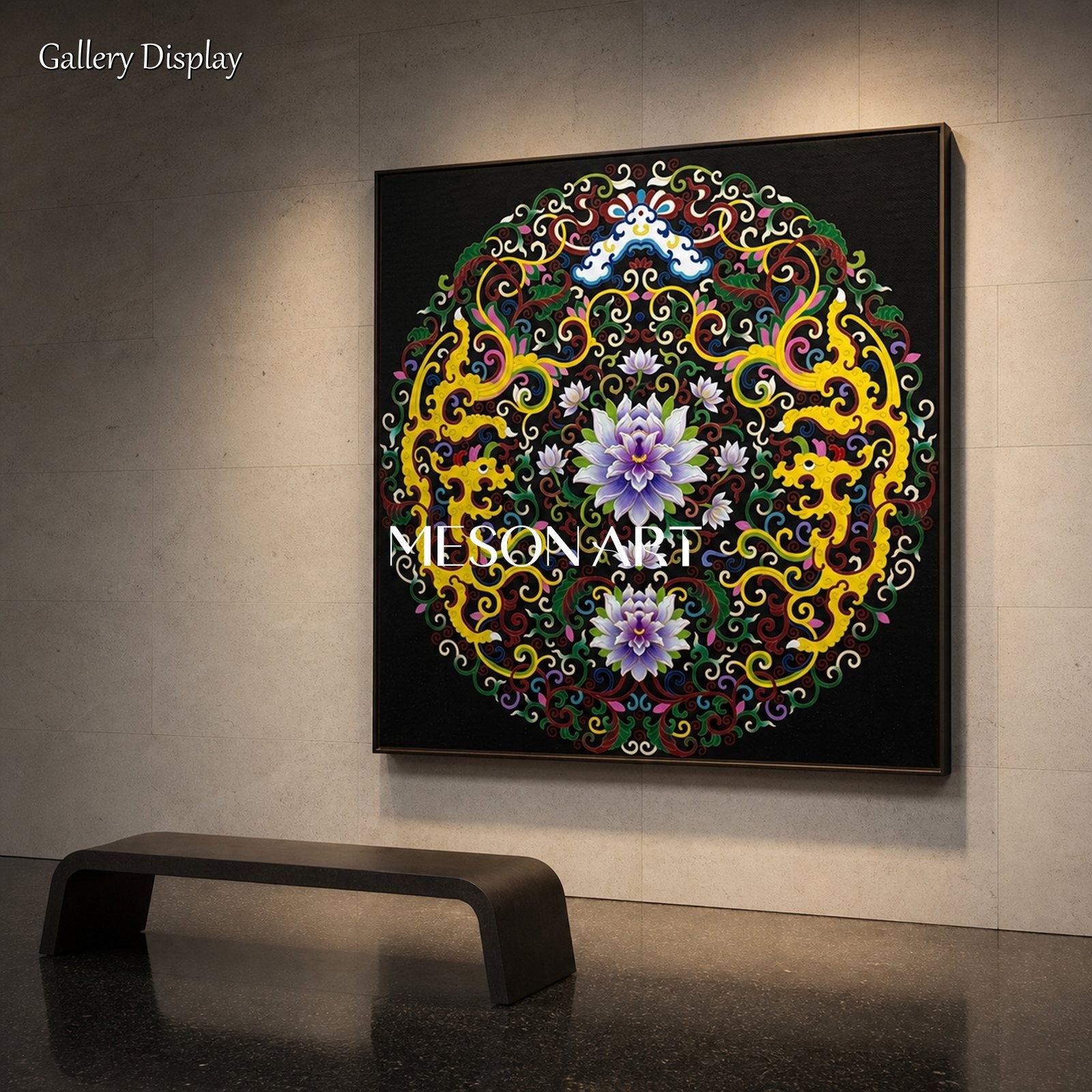 Black And Gold Islamic Geometric Art Square Wall Decor Original Artist Hand Painted Arabesque By Mesonart