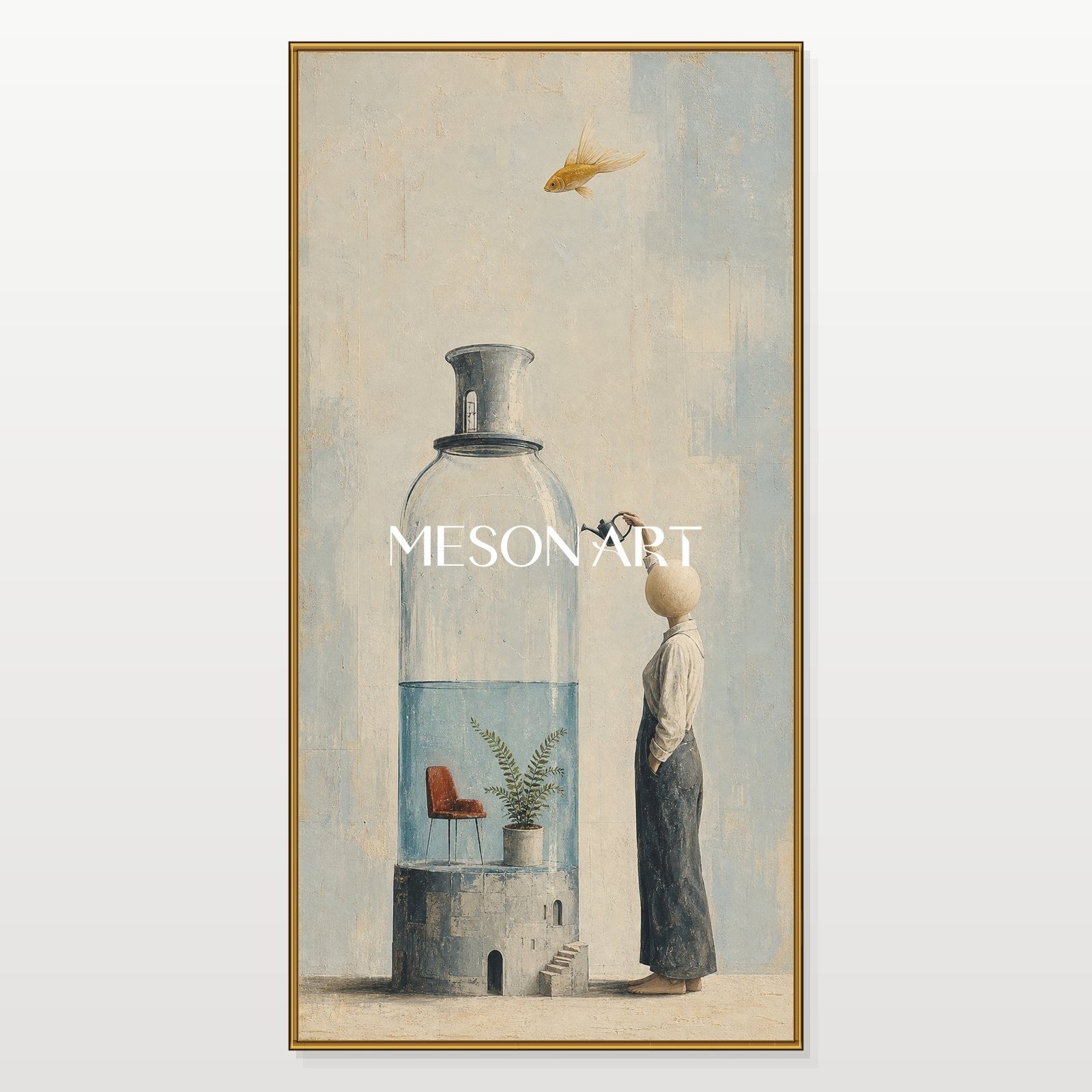 Surrealist Art Painting With Dreamlike Symbols For Modern Living Room Decor
