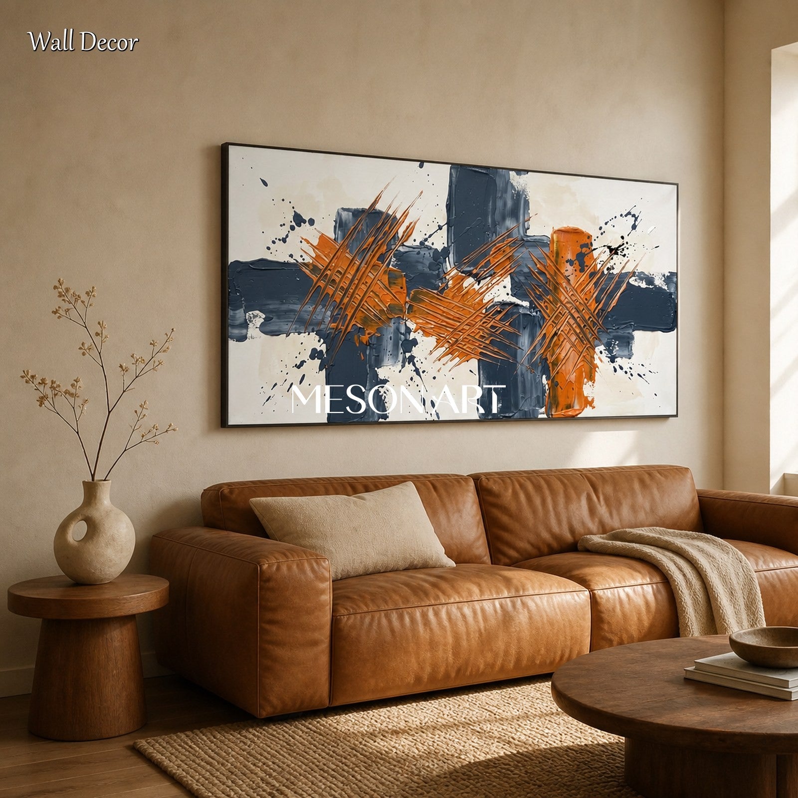 Orange And Black Abstract Painting Jackson Pollock Inspired Action Art By Mesonart