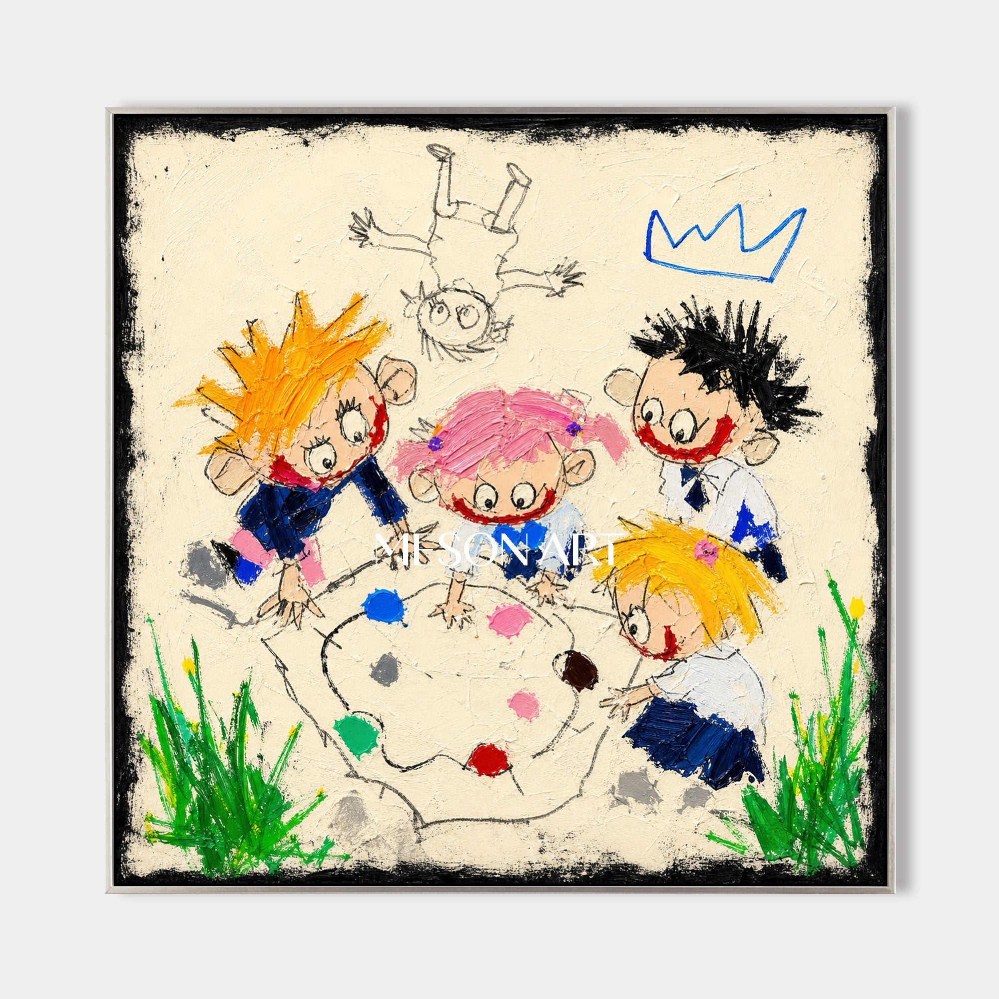 Whimsical Naive Art For Kids Room With Playful Graffiti Style And Vibrant Colors
