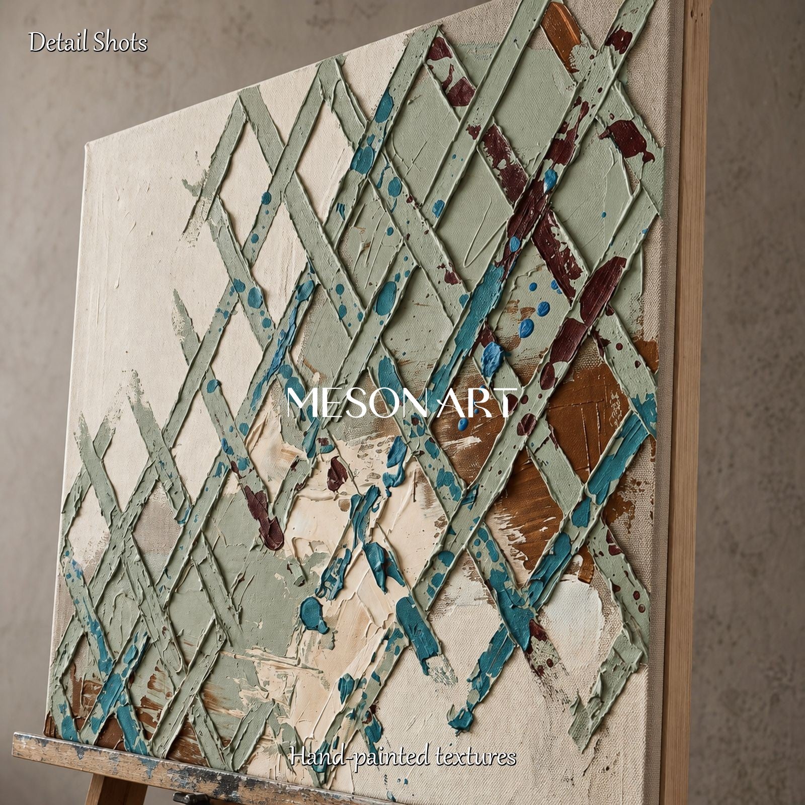 Minimalist Geometric Abstract Art With Textured Relief For Modern Living Room Decor