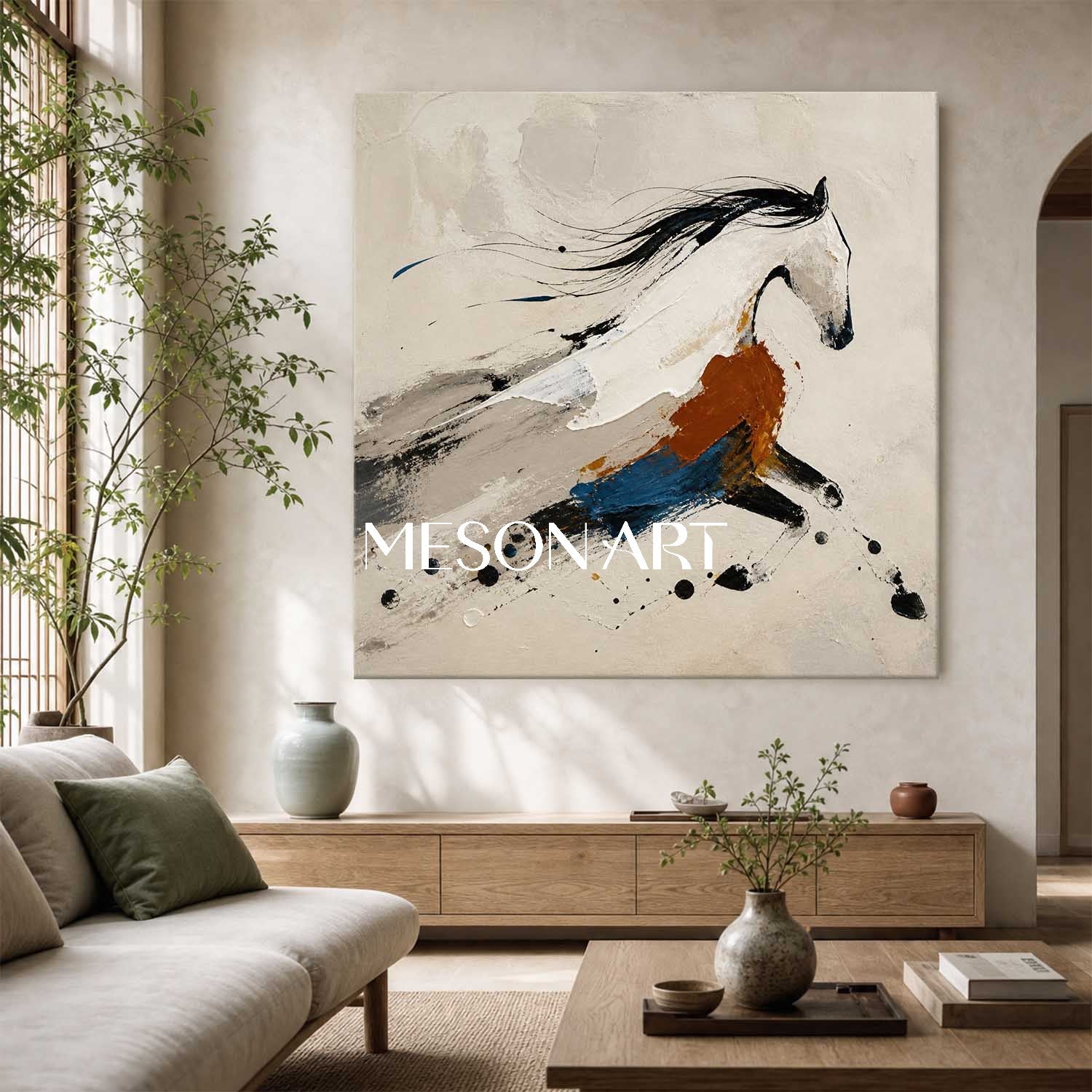 Abstract Horse Canvas Art Minimalist Wall Decor For Living Room And Office