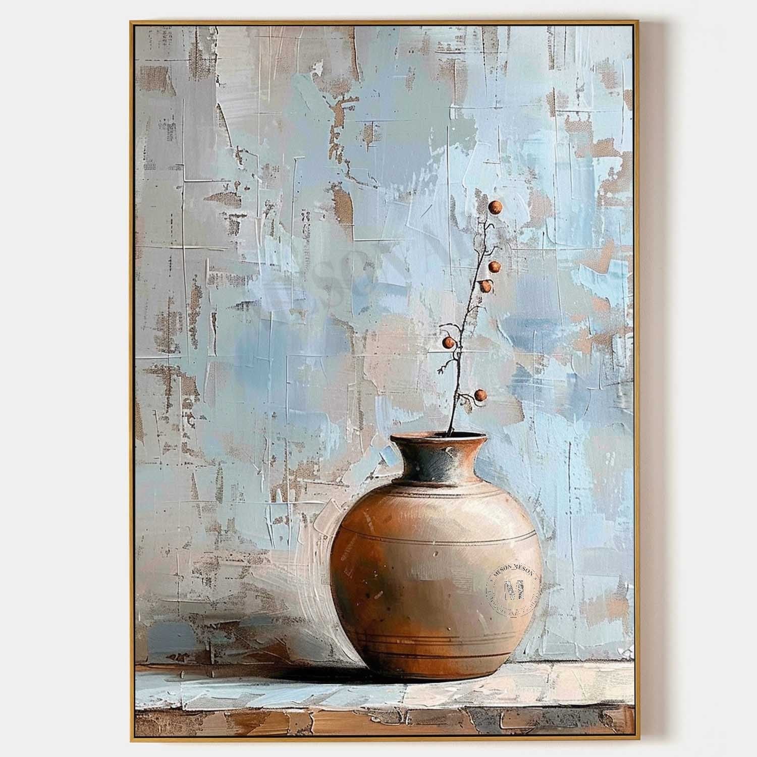 Grey Vase Canvas Wall Art Vase Still Life Art for Sale Ceramic Vase Decorative Painting