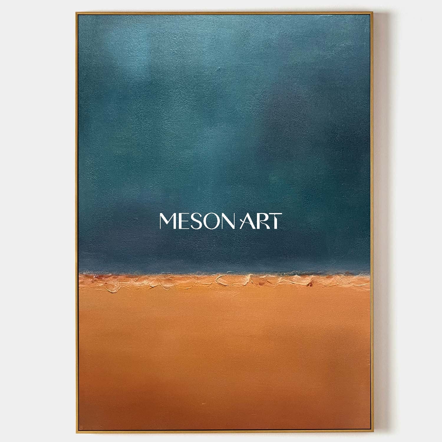 Medieval Blue Abstract Art: Blue and Orange Minimalist Abstract Art Canvas