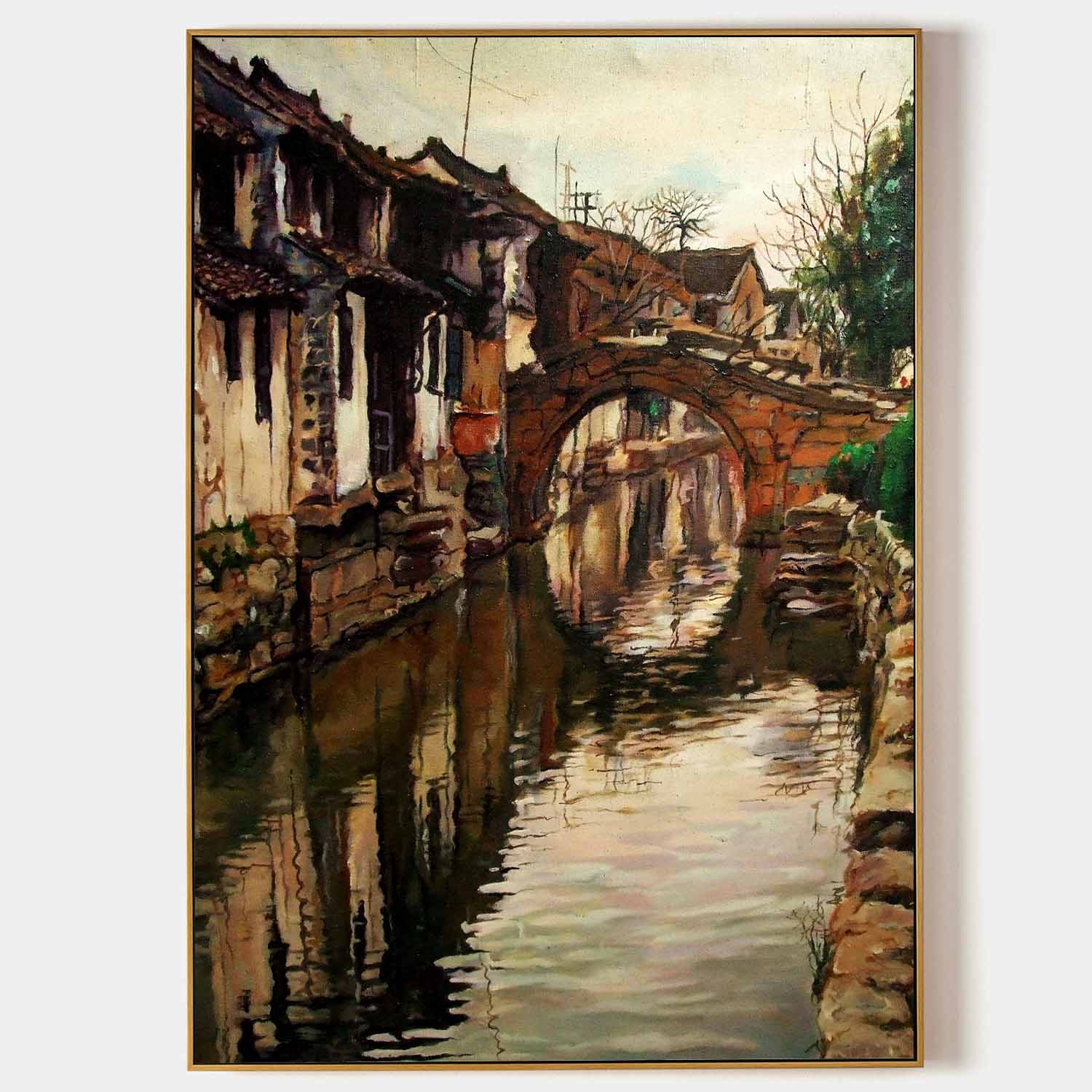 Old Watertown Oil Painting Old Watertown Canvas Wall Art Surreal Old Watertown Art for Sale