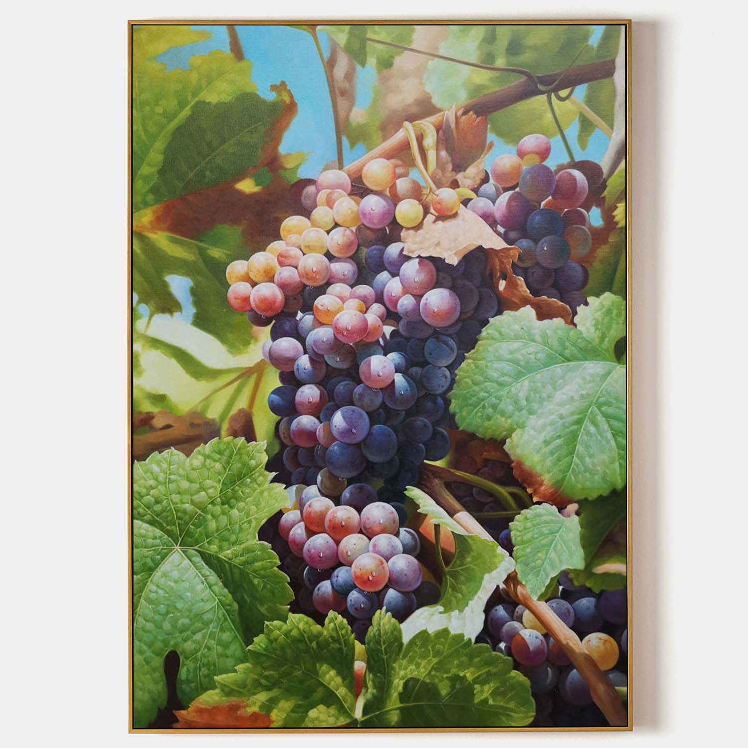 Large Hyperrealistic Grape Canvas Wall Art Realistic Grape Wall Painting Realistic Grape Scenery Mural Decoration