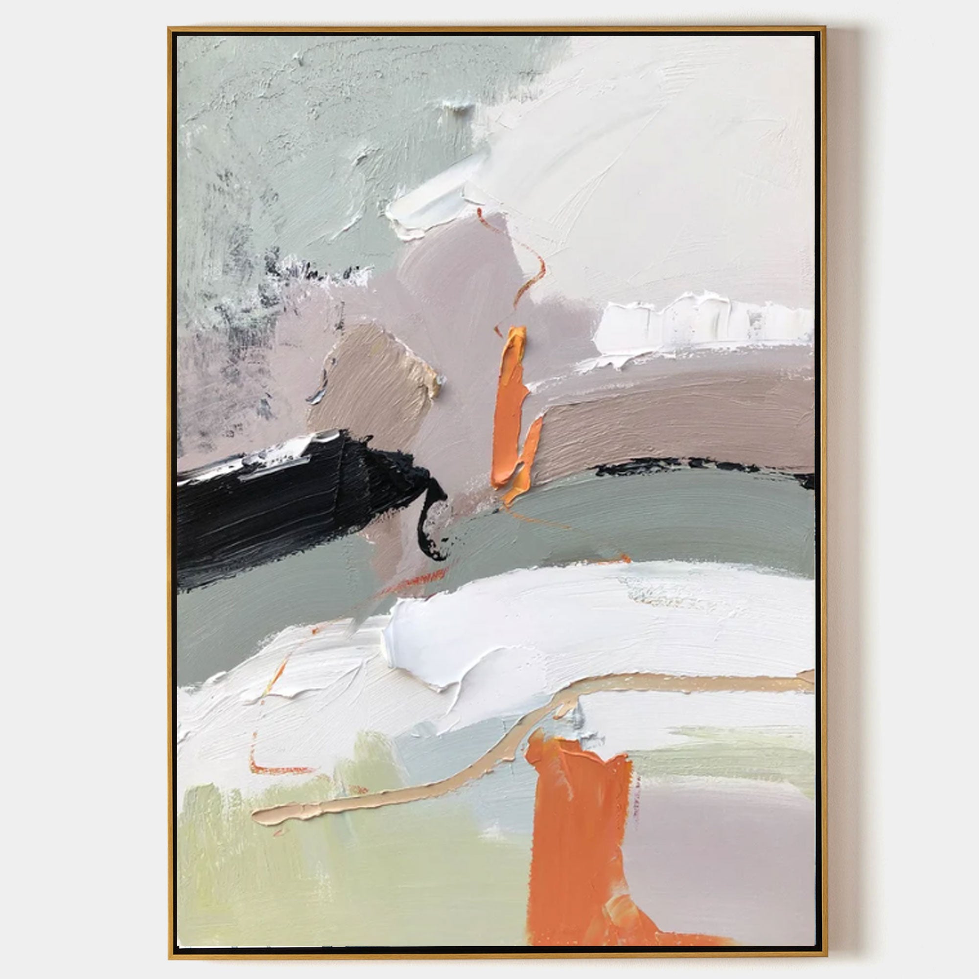 Elegant Gray Abstract Art with Subtle Orange and White Details