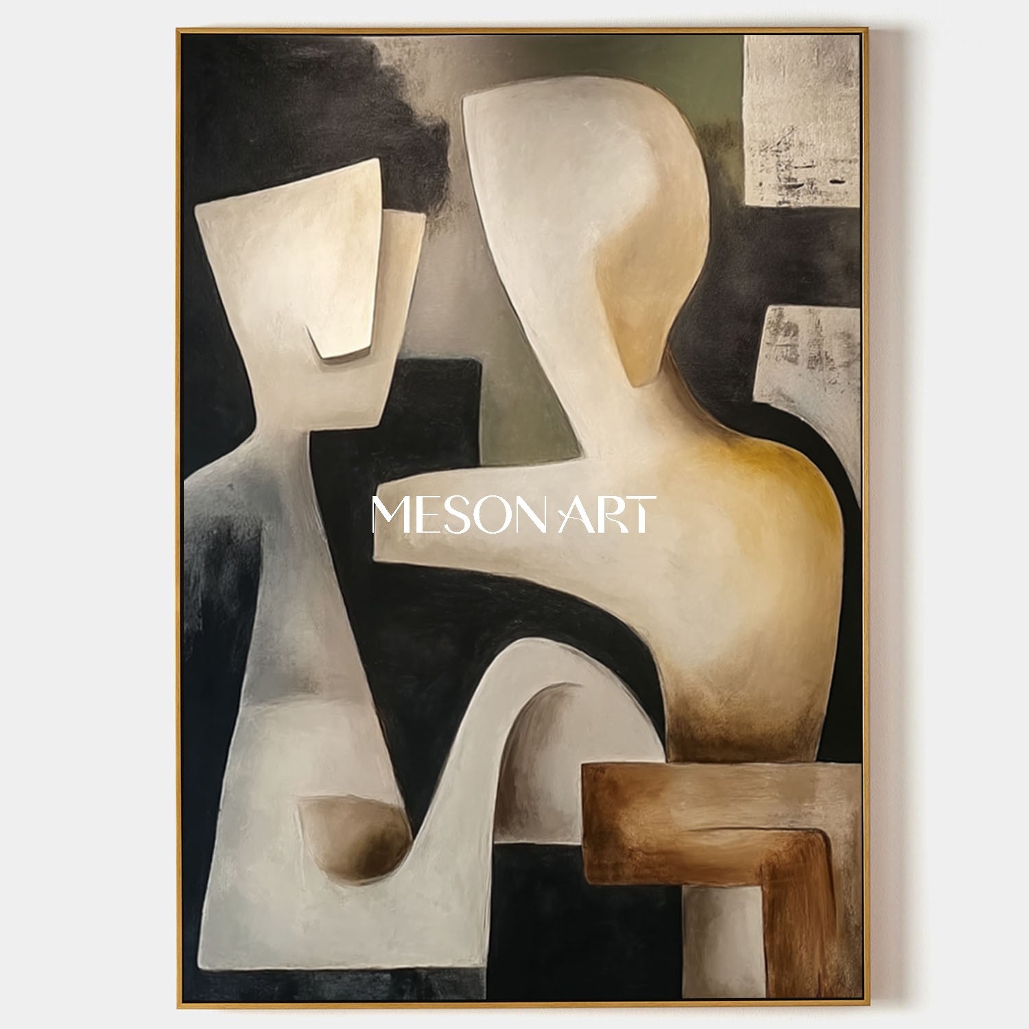 Abstract Figure Art Picasso Style Black Custom Painting Living Room