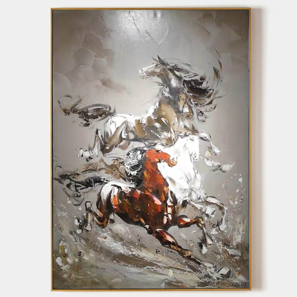 3 Horses Abstract and Realistic Oil Paintings Horse Canvas Abstract and Realistic Art Horse Wall Art Decoration