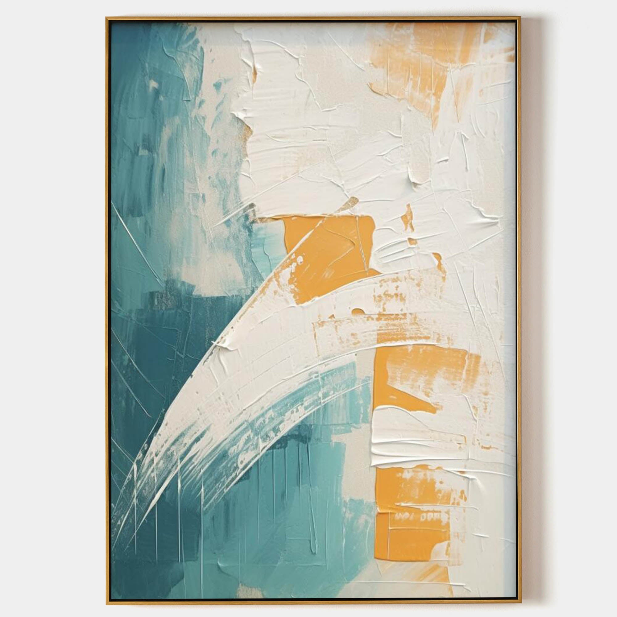 White and Blue Texture Painting Living Room Minimalist Wall Decor White and Blue Minimalist Canvas Wall Art