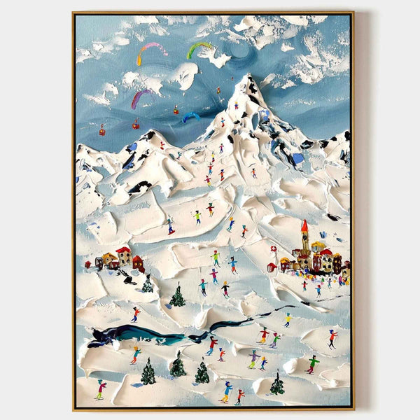 Skier Painting on Canvas Skier Oil Paintings for Sale Skier Canvas Art White Snow Oil Painting