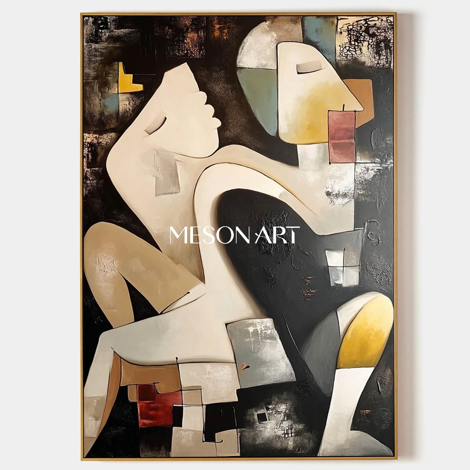 Order Large Abstract Cubist Figure Oil Painting Modern Couple Wall Art