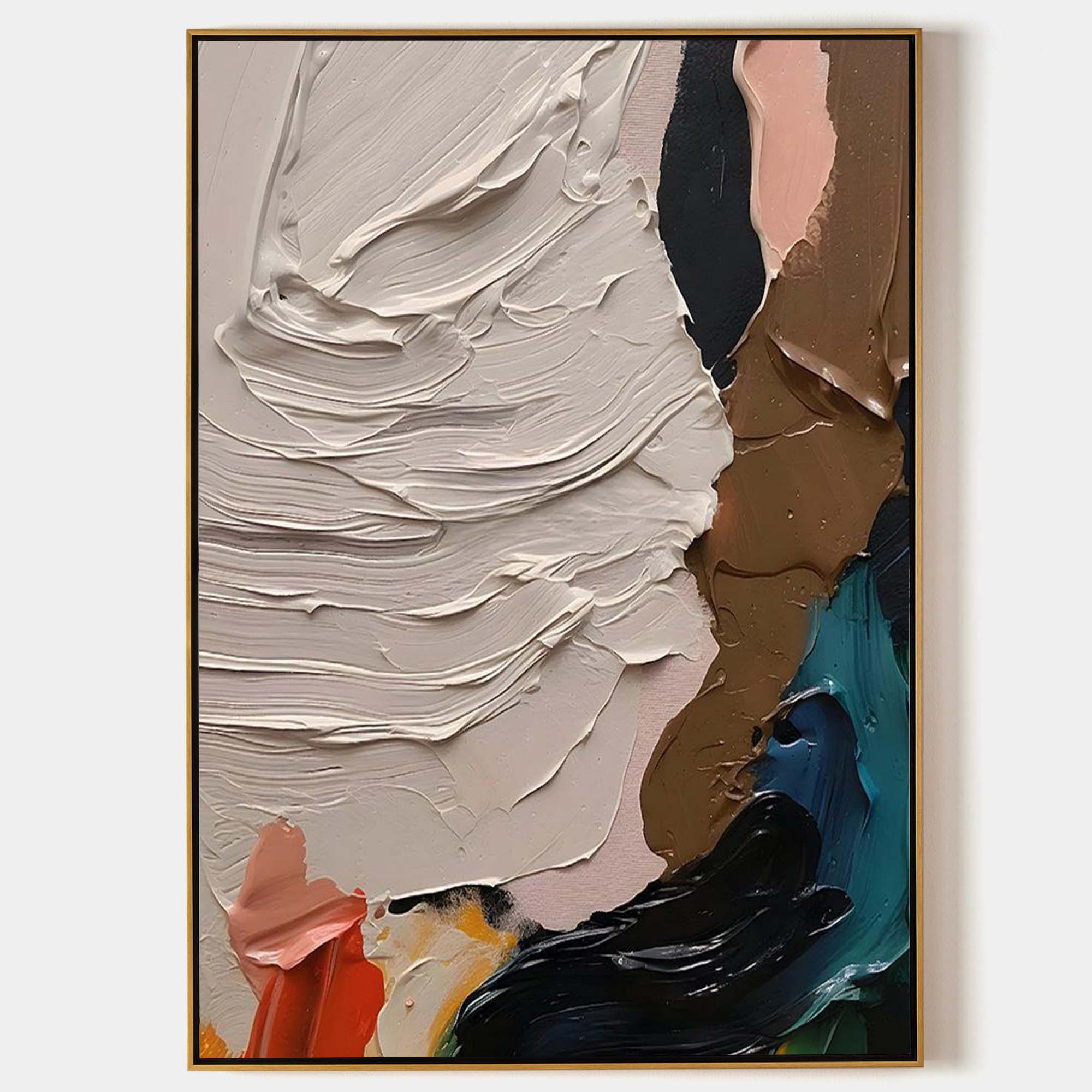 Large Colorful Oil Paintings For Sale White Abstract Art Canvas Thick Textured Wall Painting