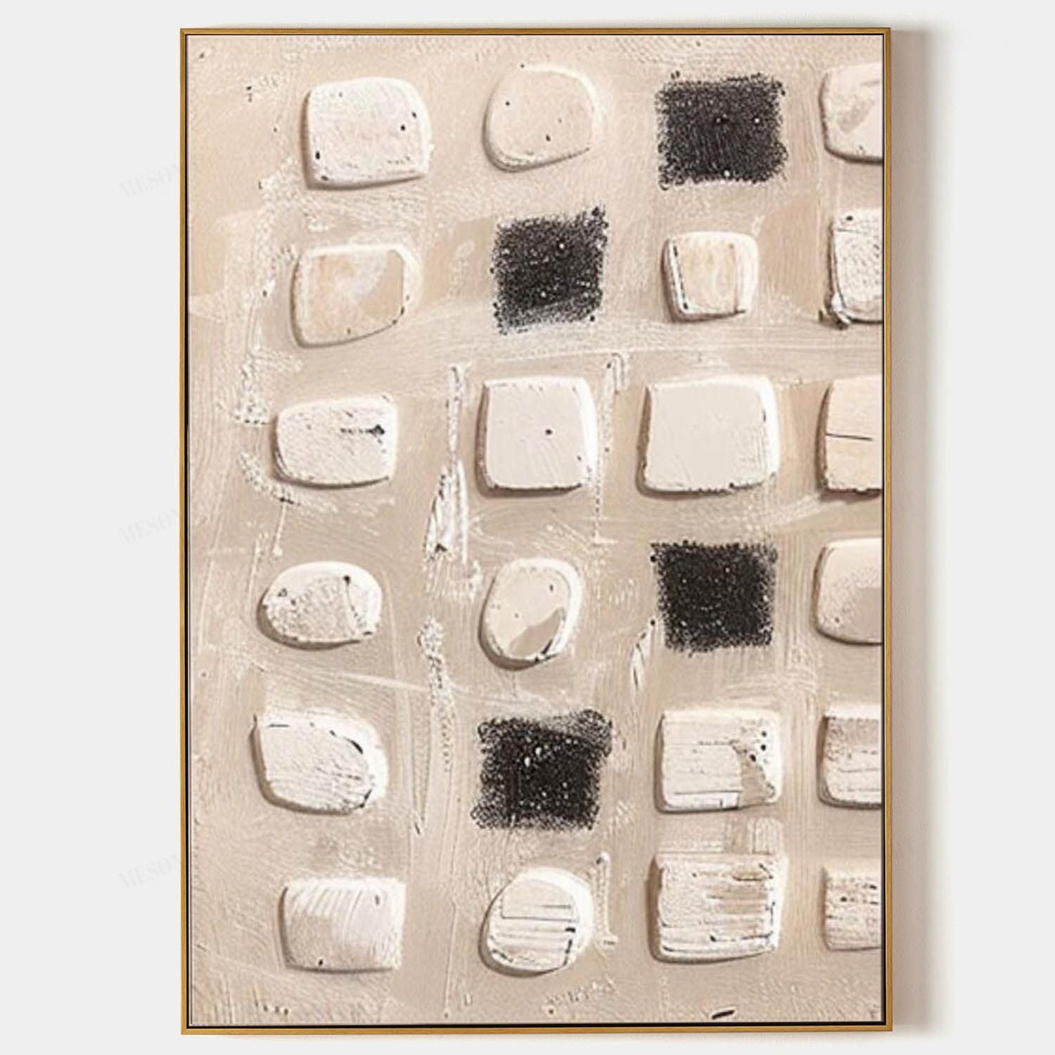 Wabi Sabi Wall Art Large Gray and Brown Abstract Art on Canvas 3D Gray Black Texture Painting