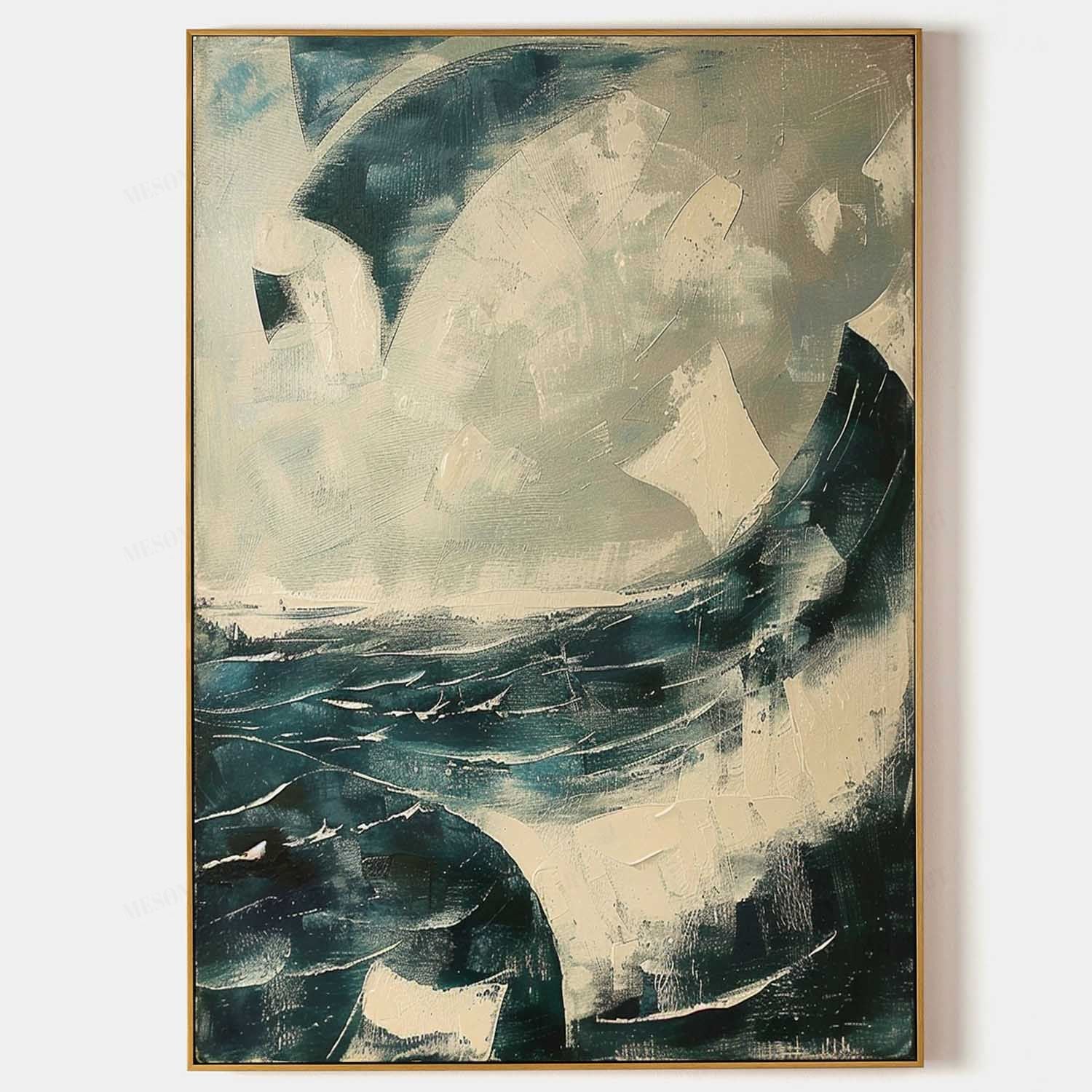 Large Blue Abstract Sea Texture Painting Blue Abstract Sea Abstract Canvas Art Blue Abstract Sea Wall Art