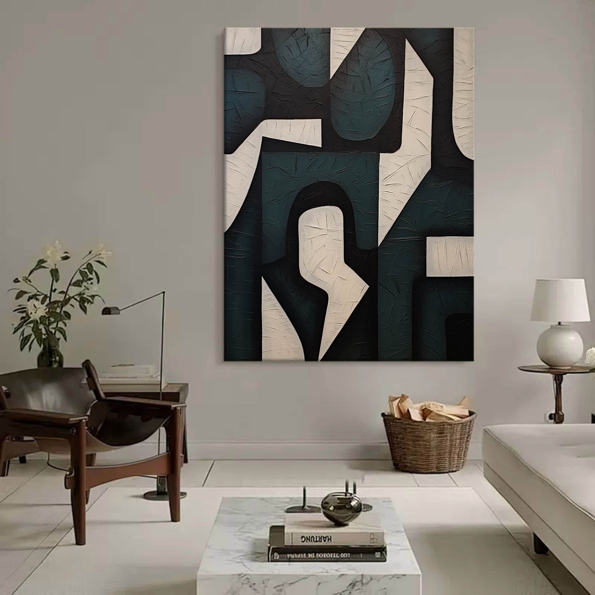Large White And Green Textured Painting Wabi Sabi Wall Art White And Green Minimalist Art Decor