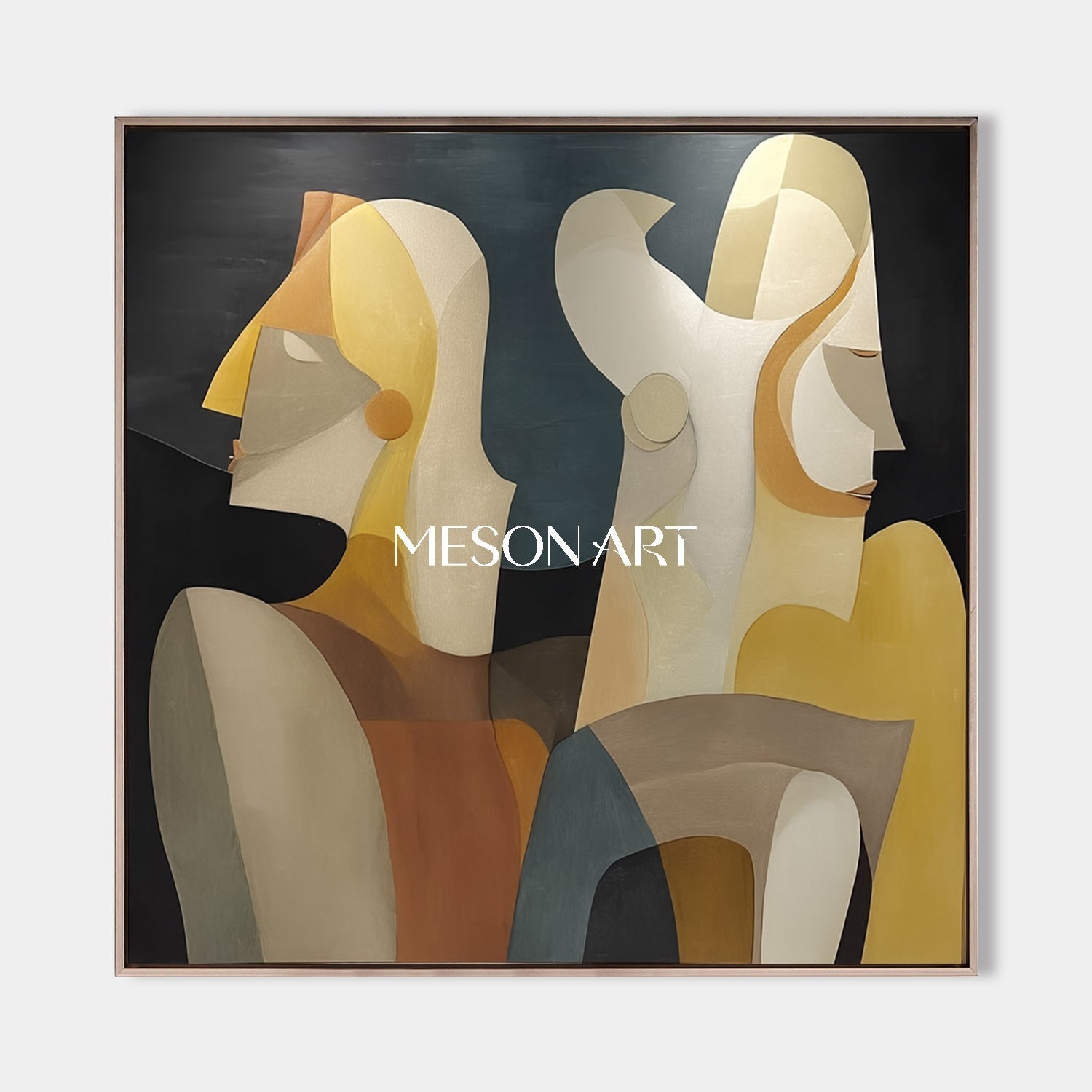 Buy Large Abstract Portrait Black Cubism Wall Art Decor Framed Canvas