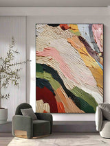 Palette Knife Abstract Oil Painting Colorful Canvas Art Textured Wall Art Abstract Wall Decor Painting